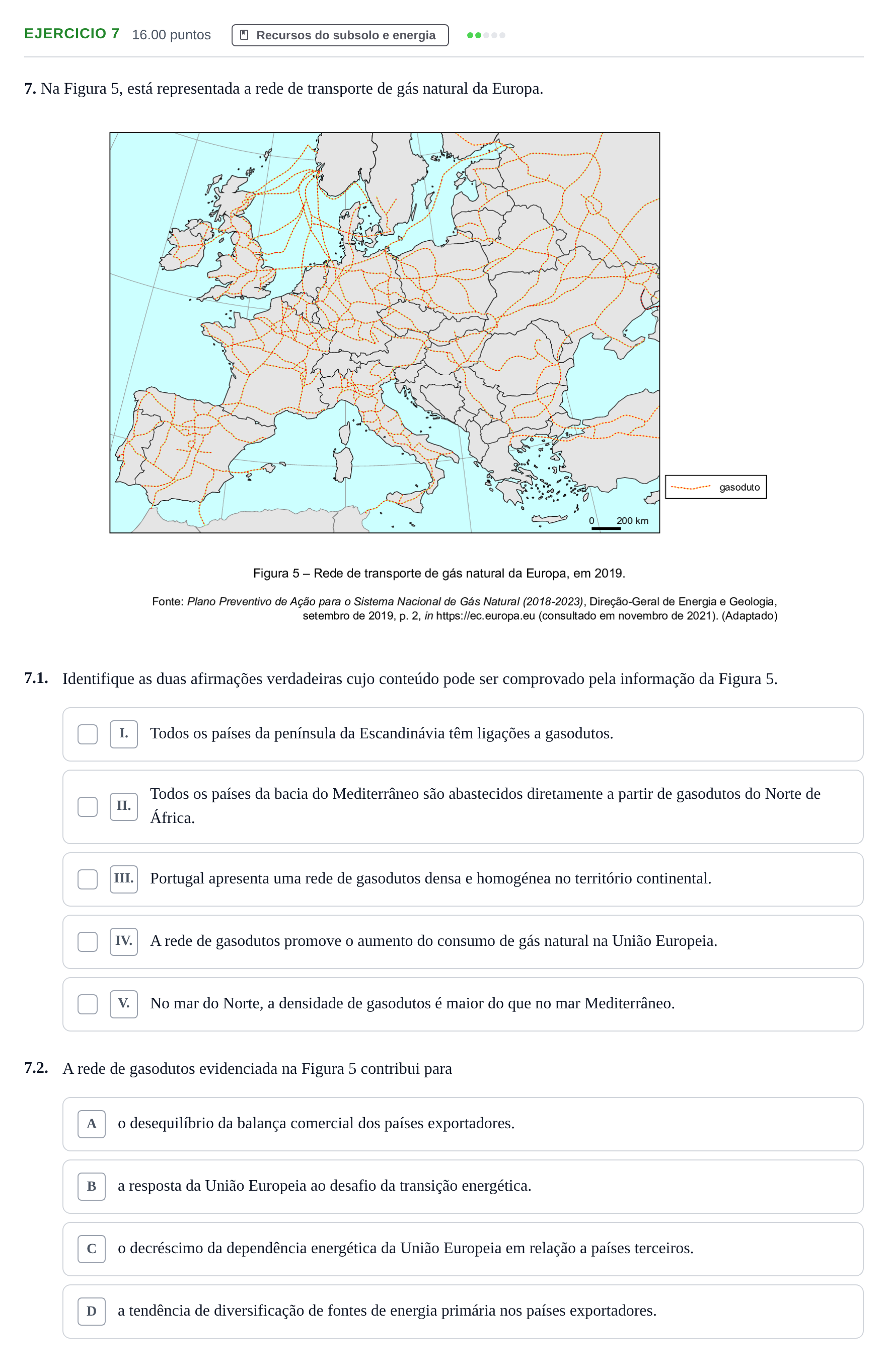 Enunciado: Exercício 7 · Exame Nacional Geografia A 1.ª fase 2022