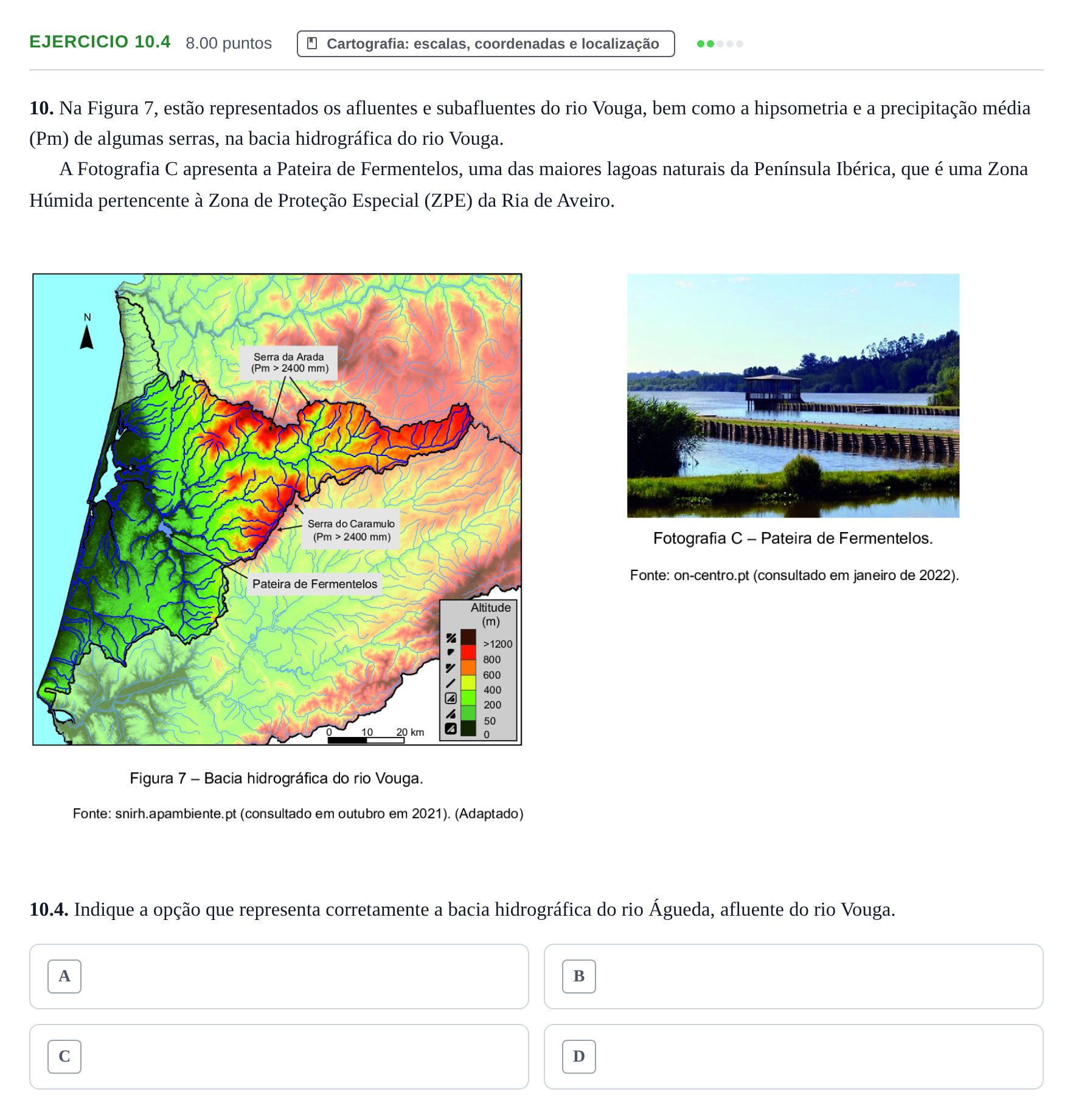Enunciado: Exercício 10.4 - Cartografia · Exame Nacional Geografia A 2.ª fase 2022