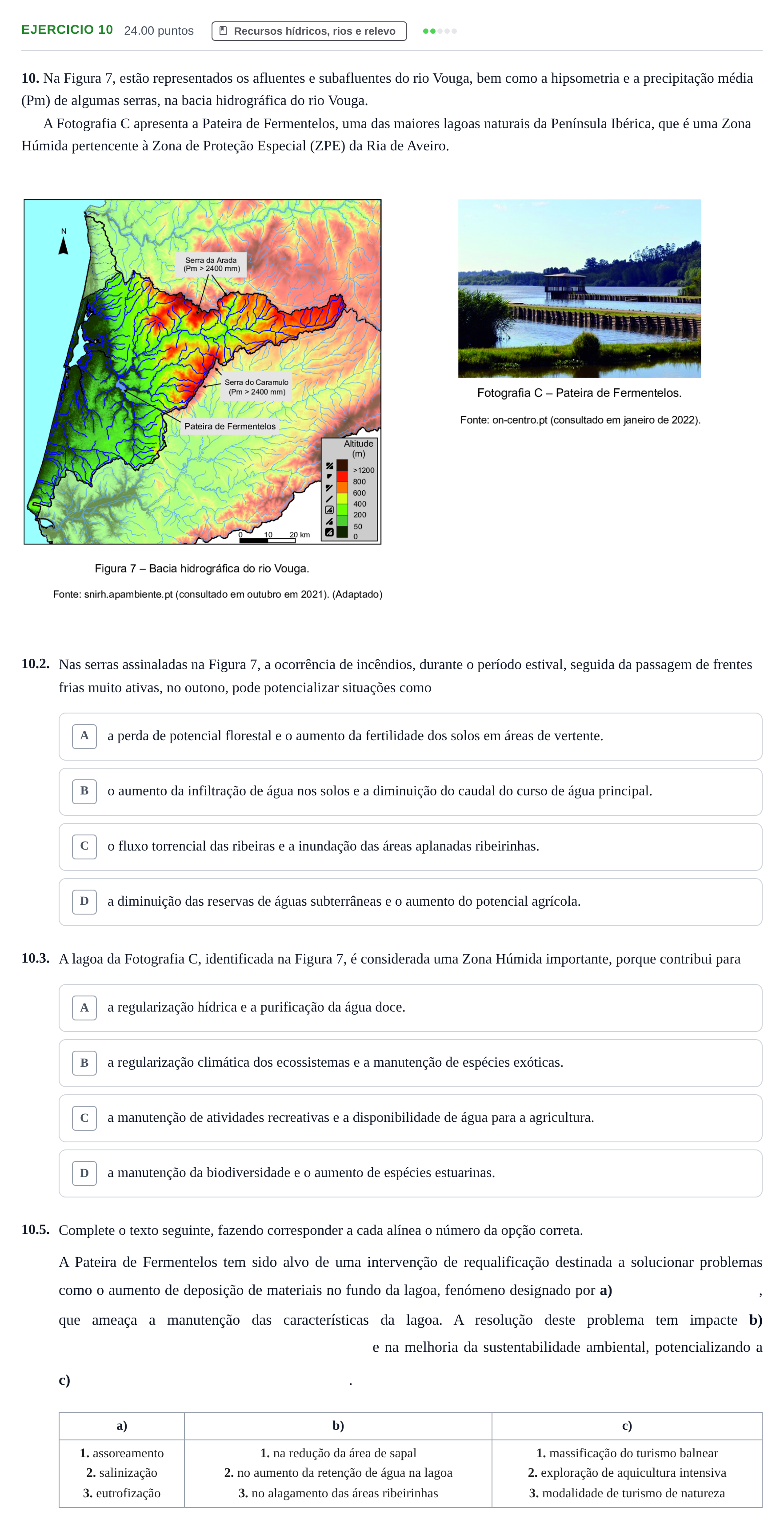 Enunciado: Exercício 10 - Recursos hídricos · Exame Nacional Geografia A 2.ª fase 2022