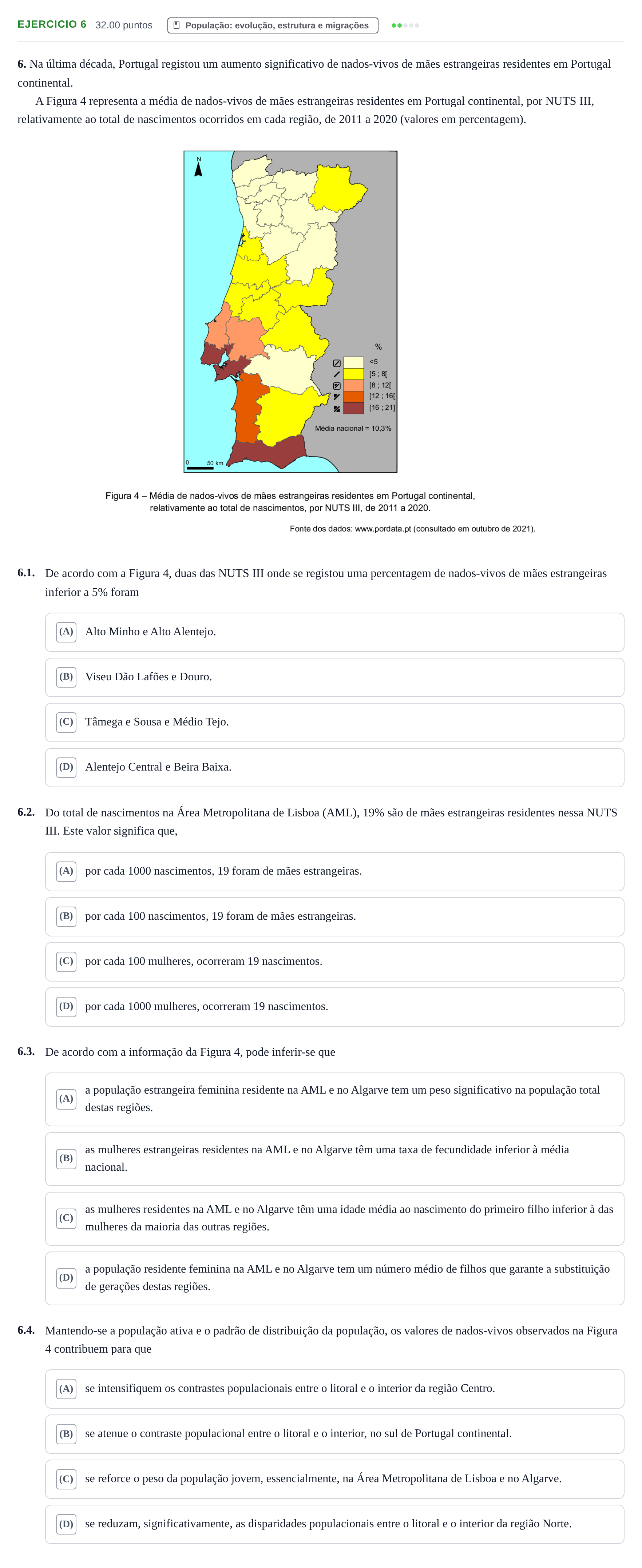 Enunciado: Exercício 6 · Exame Nacional Geografia A 2.ª fase 2022