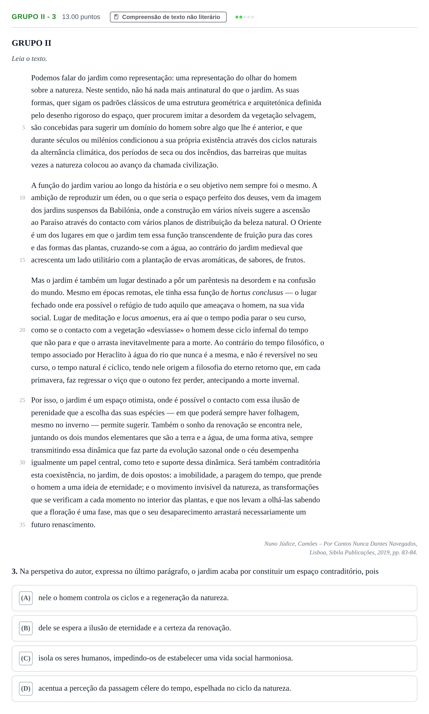 Enunciado: Grupo II - 3 · Exame Nacional Português Época especial 2021