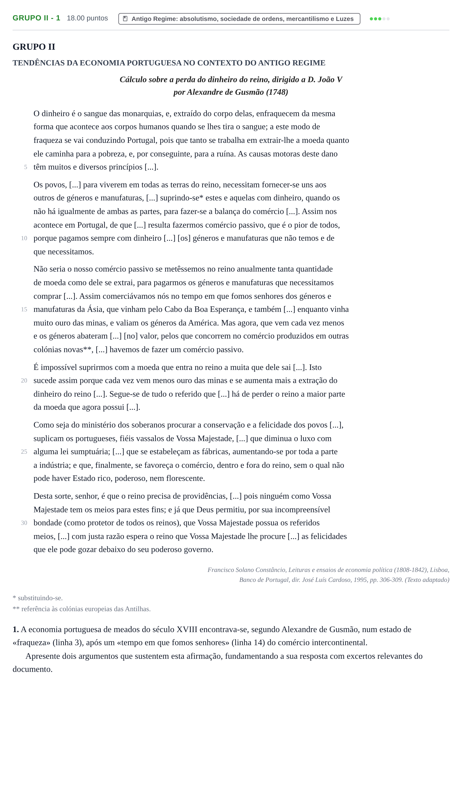 Enunciado: Grupo II - 1 · Exame Nacional História A Época especial 2021