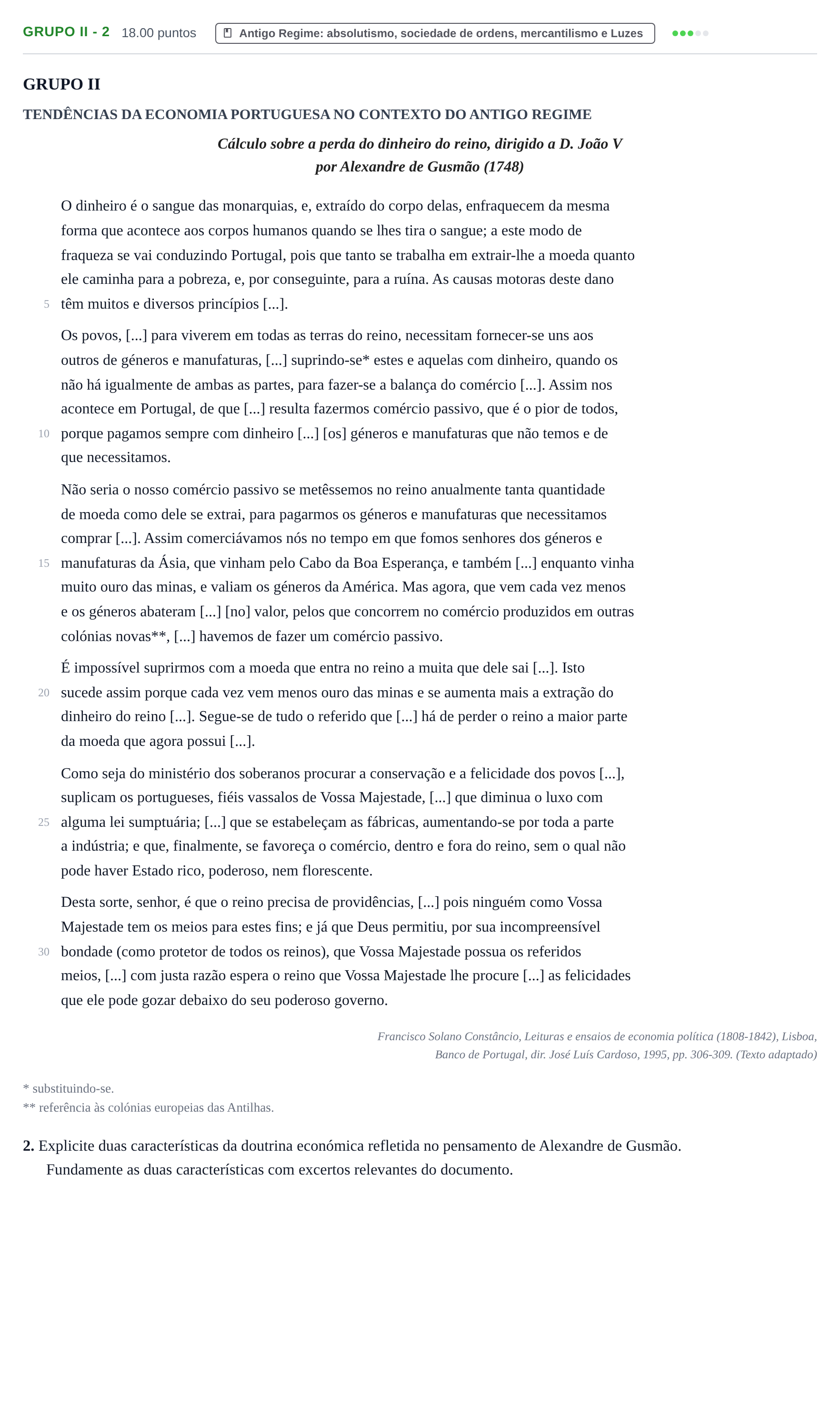 Enunciado: Grupo II - 2 · Exame Nacional História A Época especial 2021