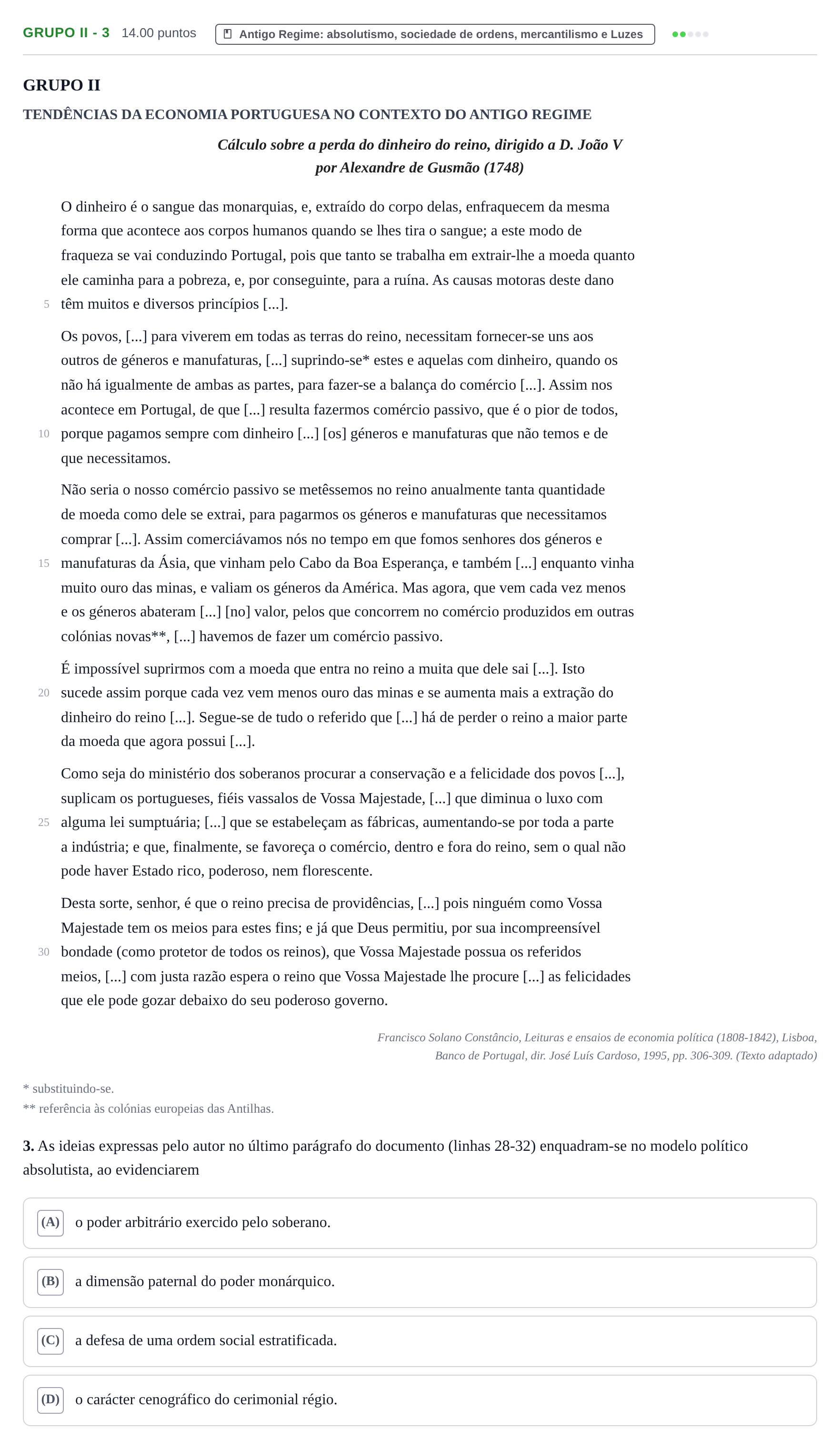 Enunciado: Grupo II - 3 · Exame Nacional História A Época especial 2021