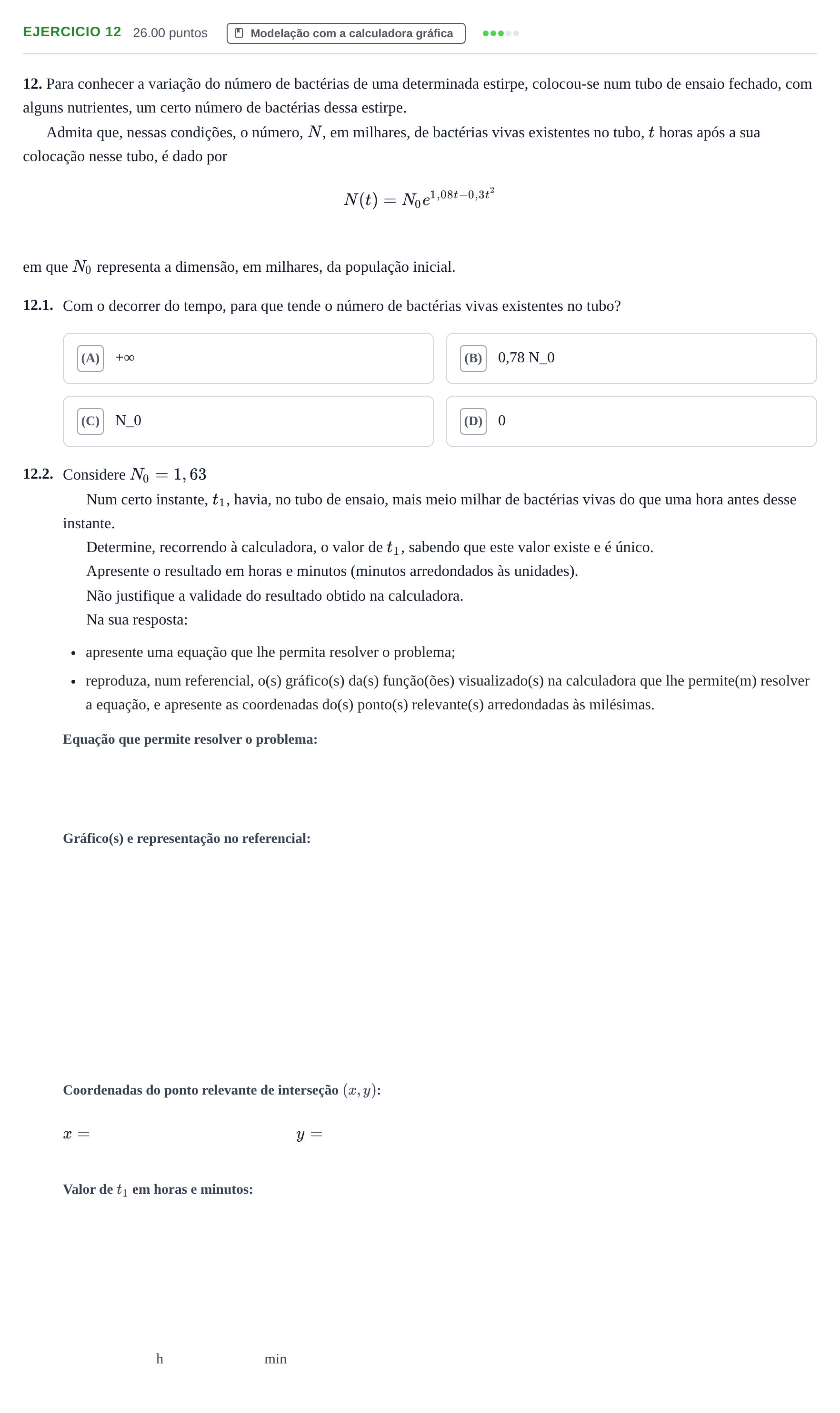 Enunciado: Exercício 12 · Exame Nacional Matemática A Época especial 2021