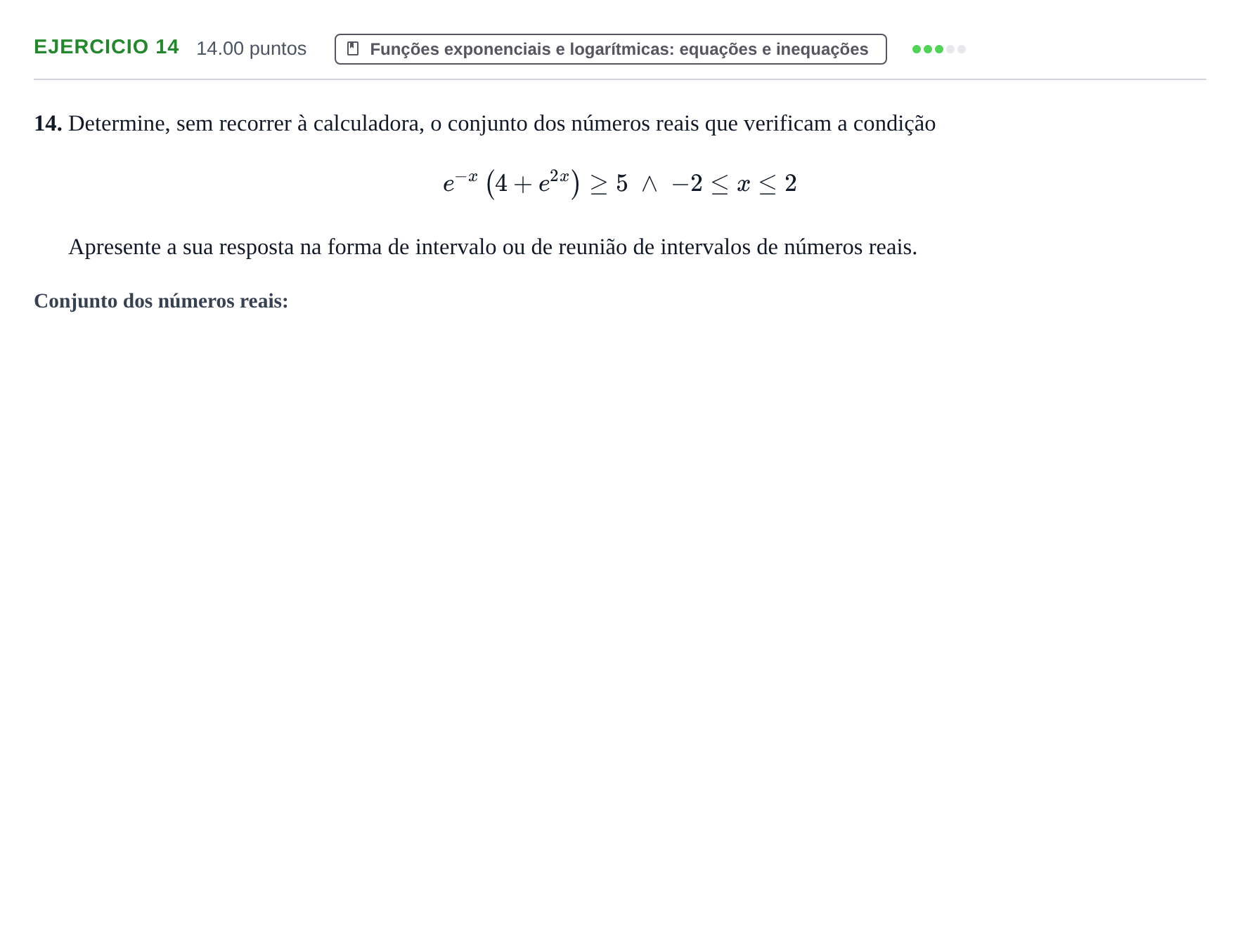 Enunciado: Exercício 14 · Exame Nacional Matemática A Época especial 2021