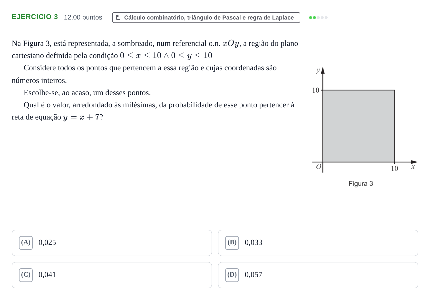 Enunciado: Exercício 3 · Exame Nacional Matemática A Época especial 2021