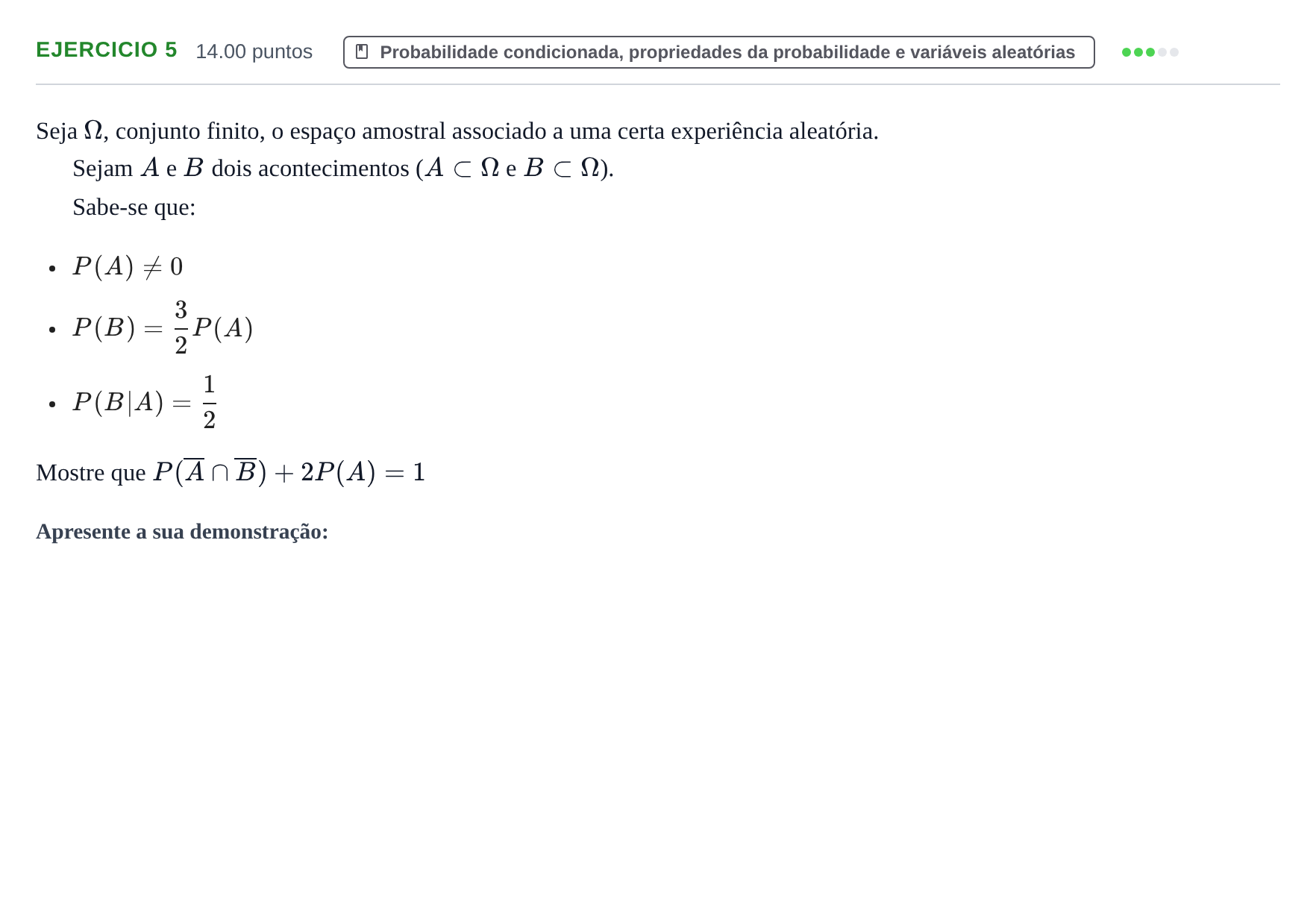 Enunciado: Exercício 5 · Exame Nacional Matemática A Época especial 2021