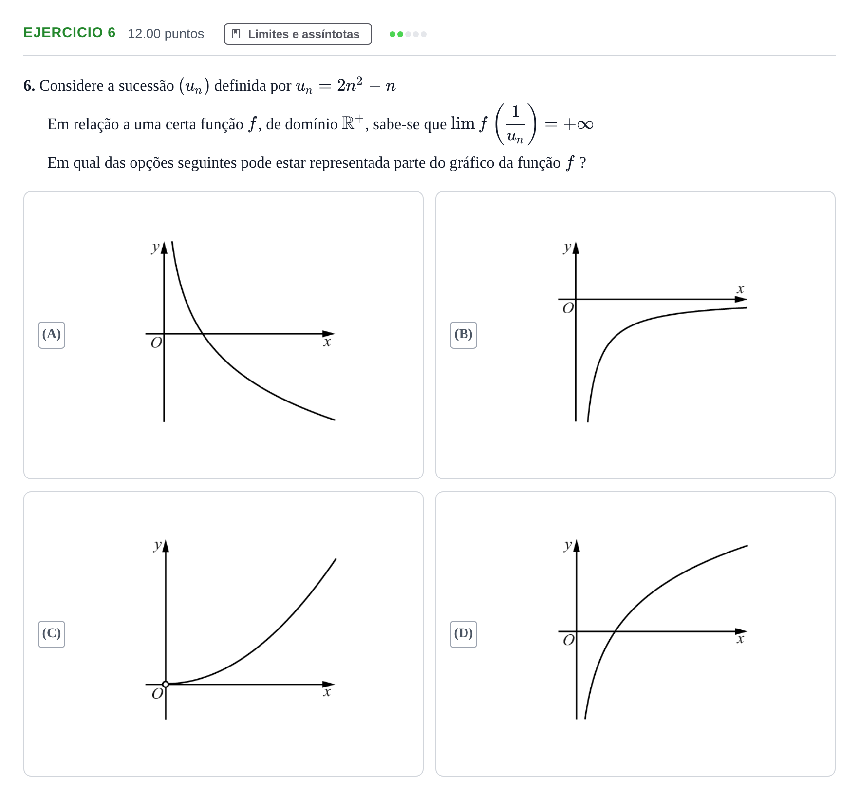Enunciado: Exercício 6 · Exame Nacional Matemática A Época especial 2021