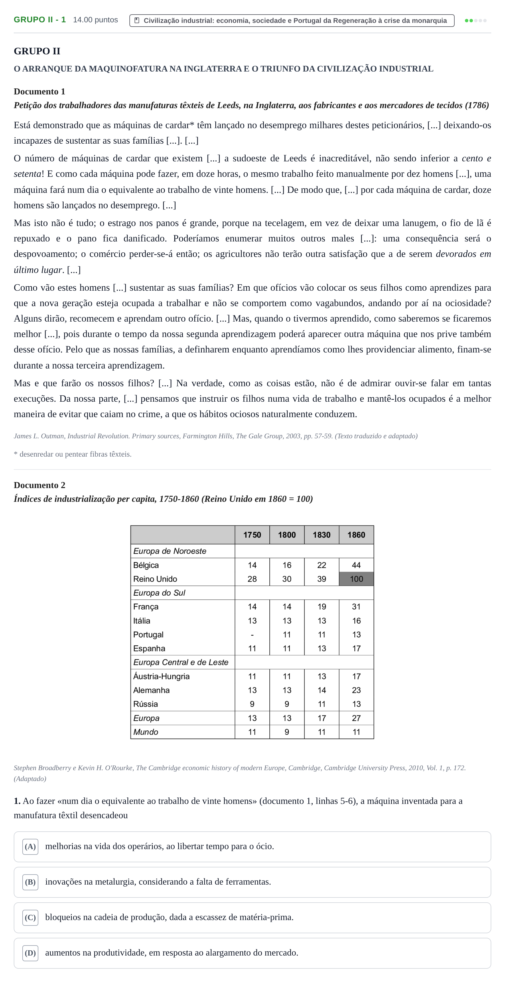 Enunciado: Grupo II - 1 · Exame Nacional História A 1.ª fase 2021