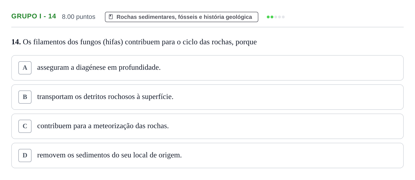 Enunciado: Grupo I - 14 · Exame Nacional Biologia e Geologia Época especial 2021