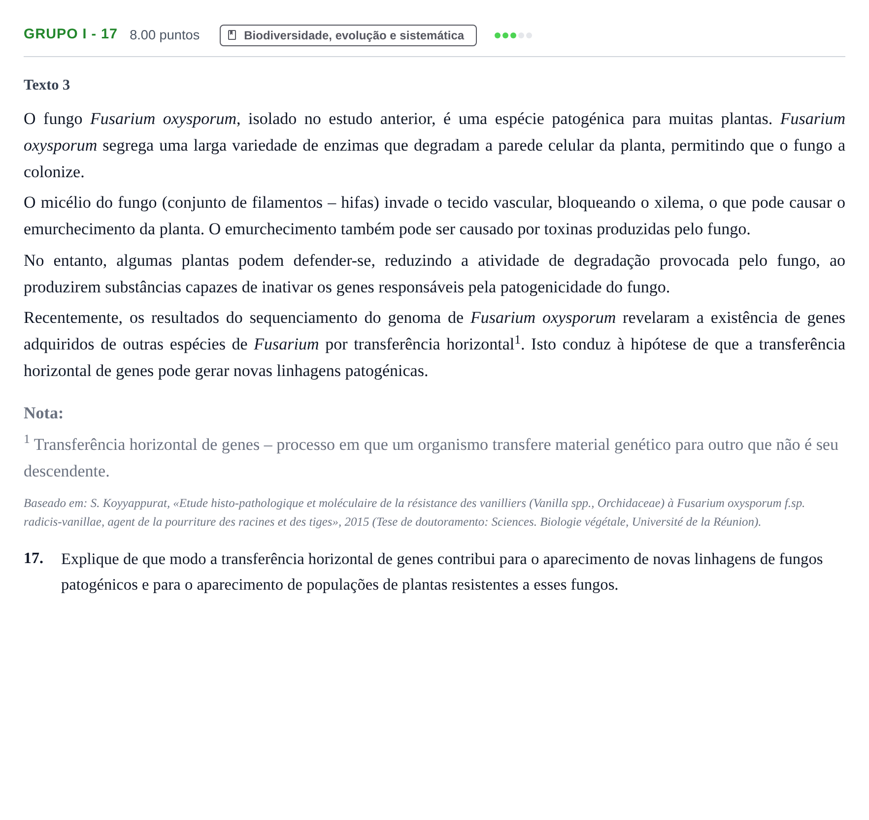 Enunciado: Grupo I - 17 · Exame Nacional Biologia e Geologia Época especial 2021