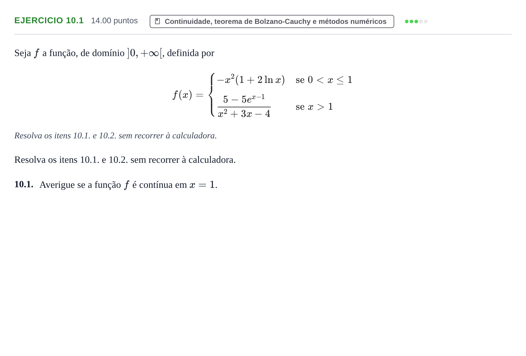 Enunciado: Exercício 10.1 · Exame Nacional Matemática A 1.ª fase 2021