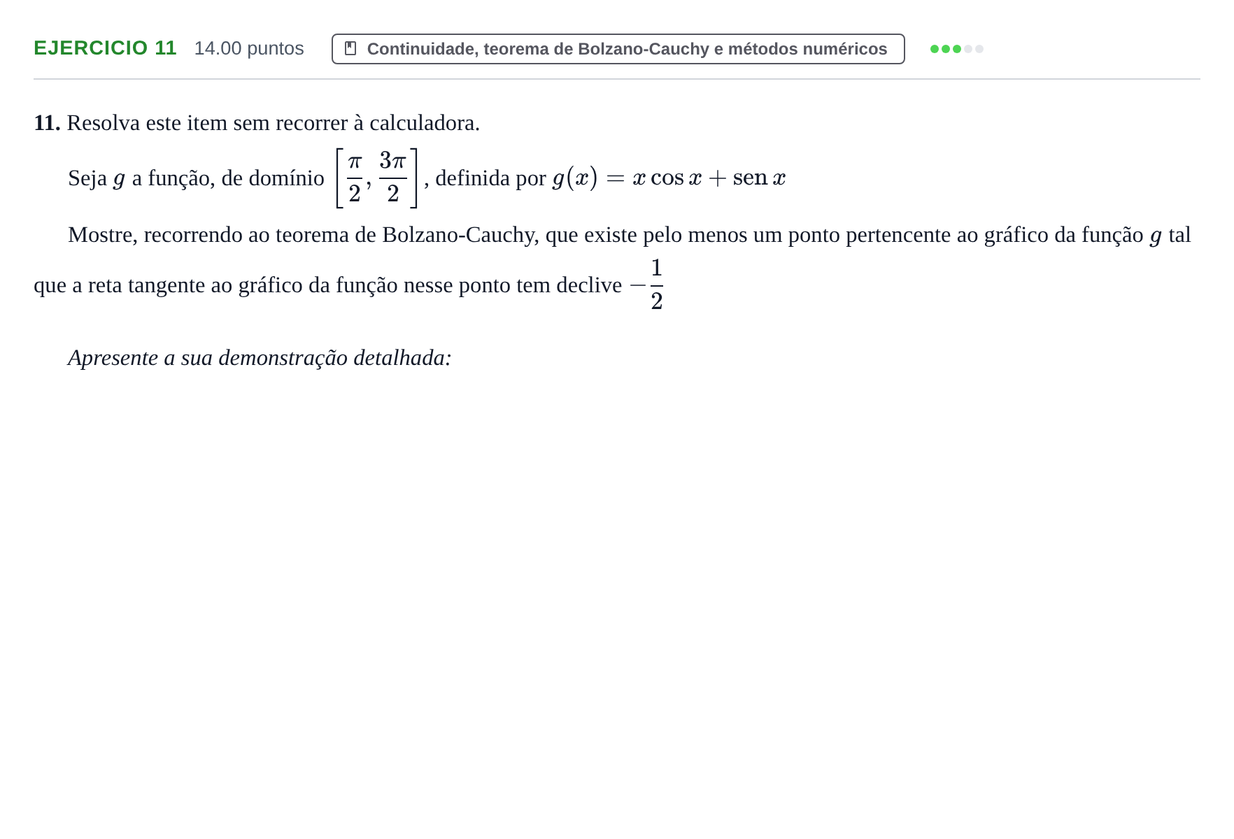 Enunciado: Exercício 11 · Exame Nacional Matemática A 1.ª fase 2021