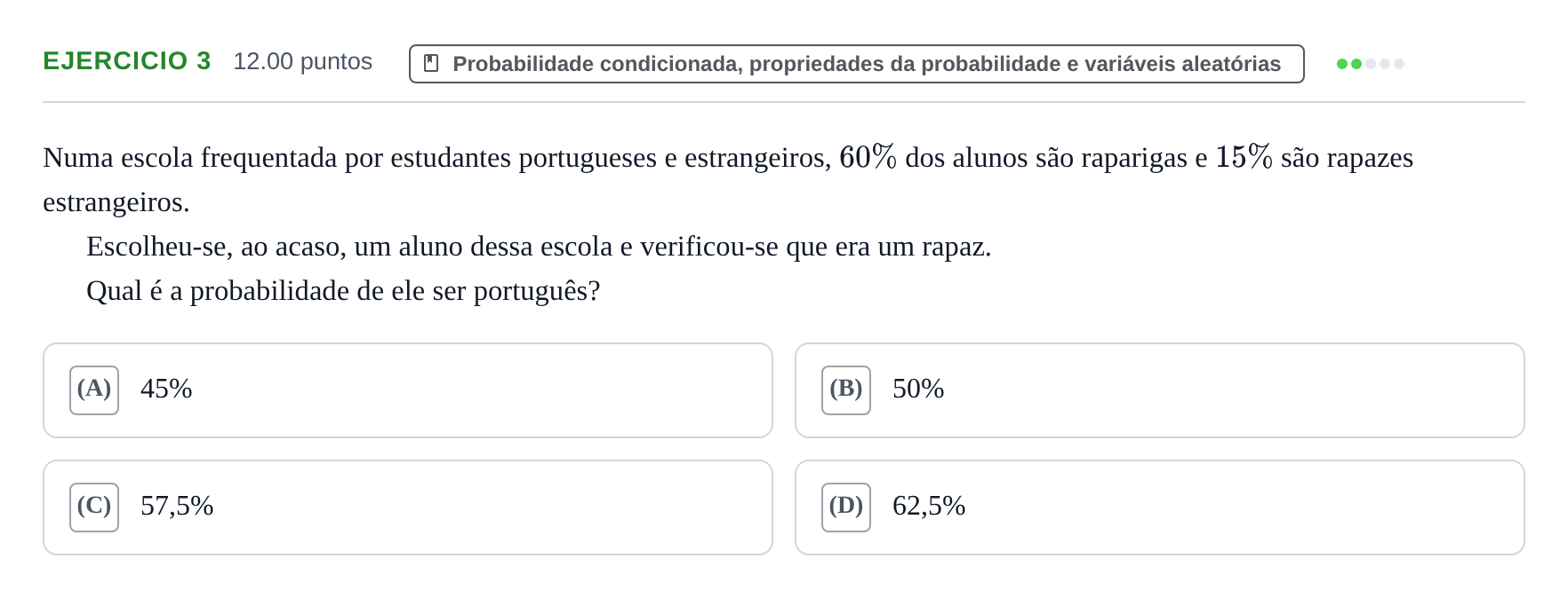 Enunciado: Exercício 3 · Exame Nacional Matemática A 1.ª fase 2021