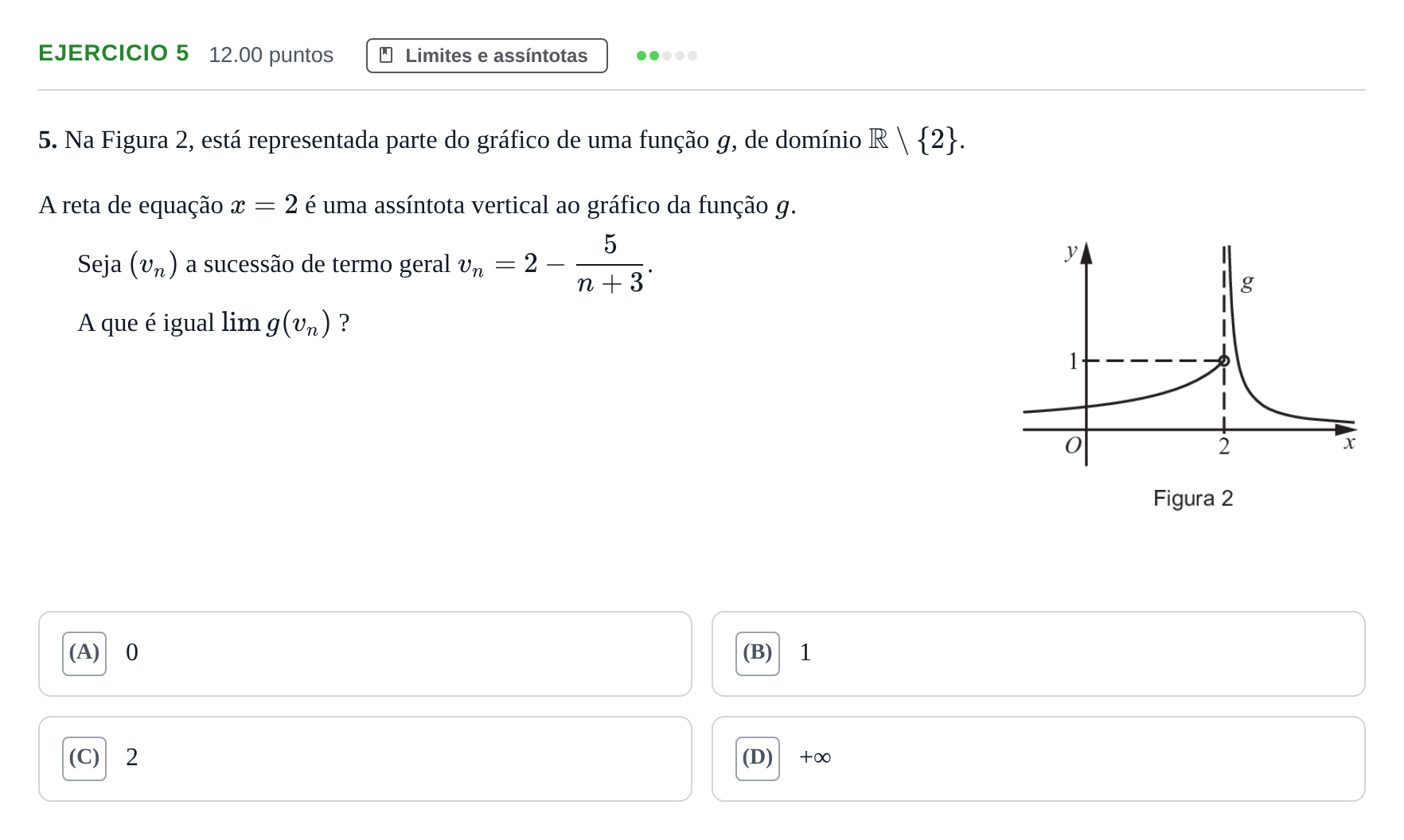 Enunciado: Exercício 5 · Exame Nacional Matemática A 2.ª fase 2021
