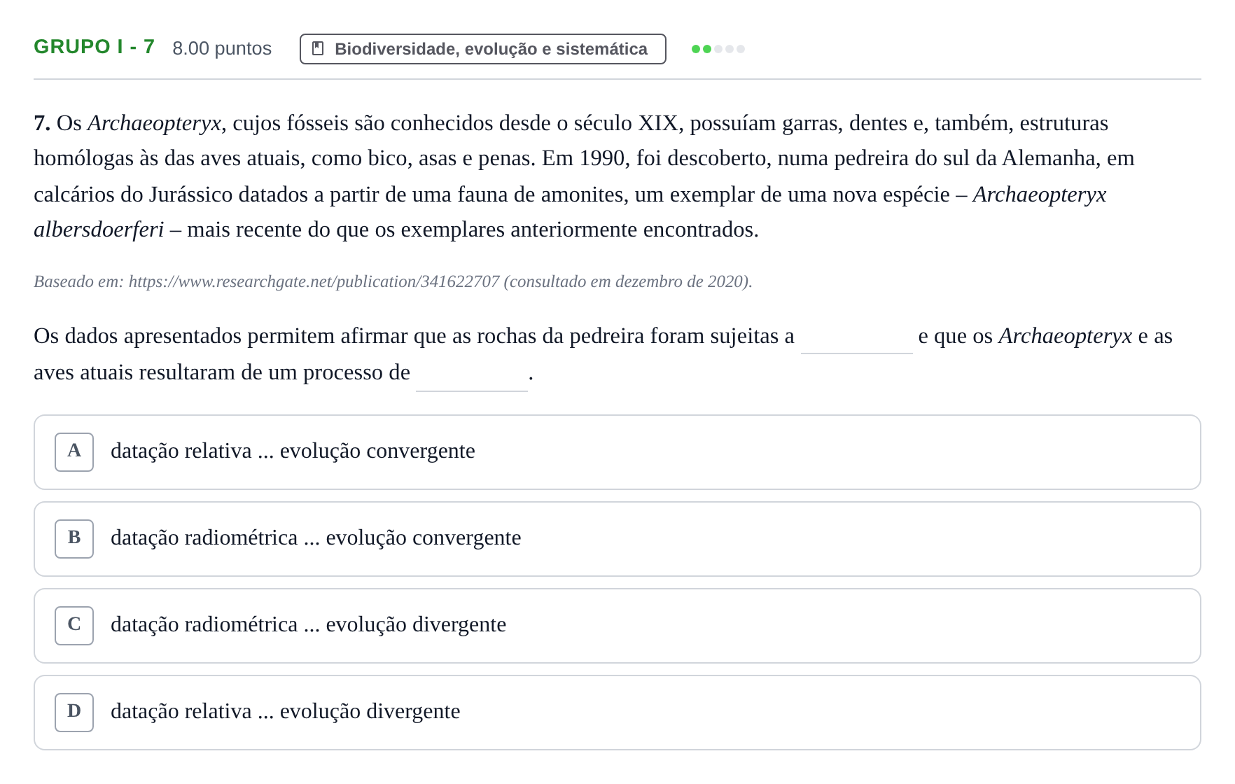 Enunciado: Grupo I - 7 · Exame Nacional Biologia e Geologia 1.ª fase 2021