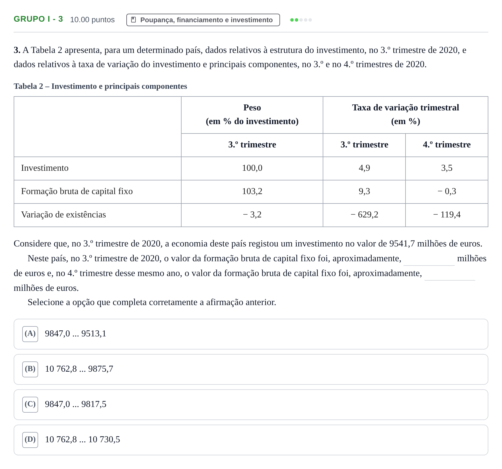 Enunciado: Grupo I - 3 · Exame Nacional Economia A Época especial 2021