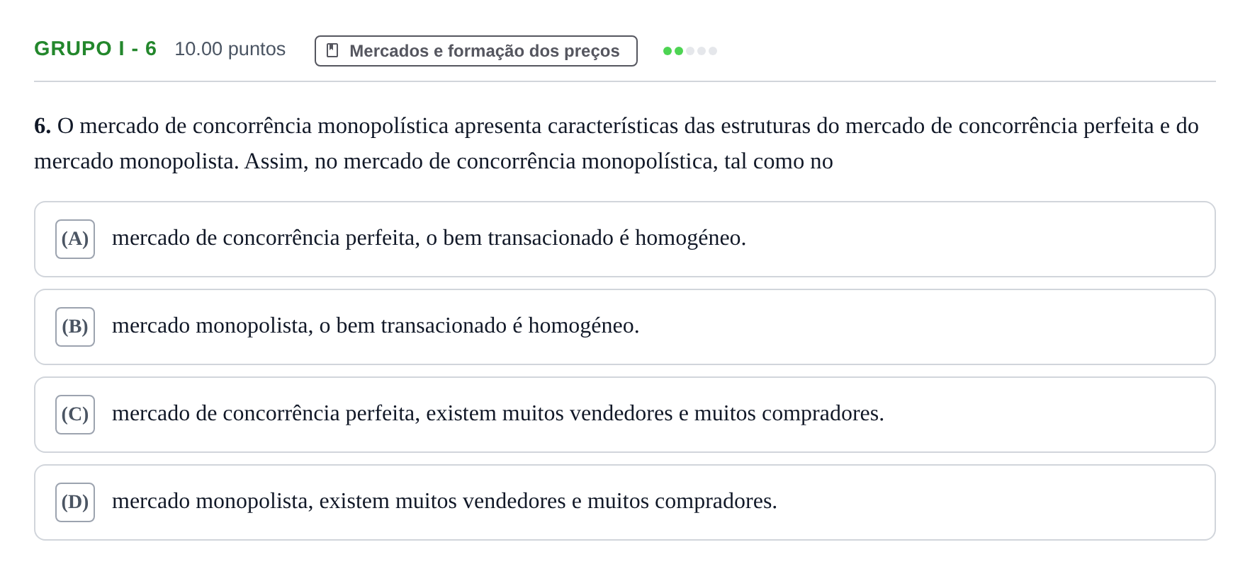 Enunciado: Grupo I - 6 · Exame Nacional Economia A Época especial 2021