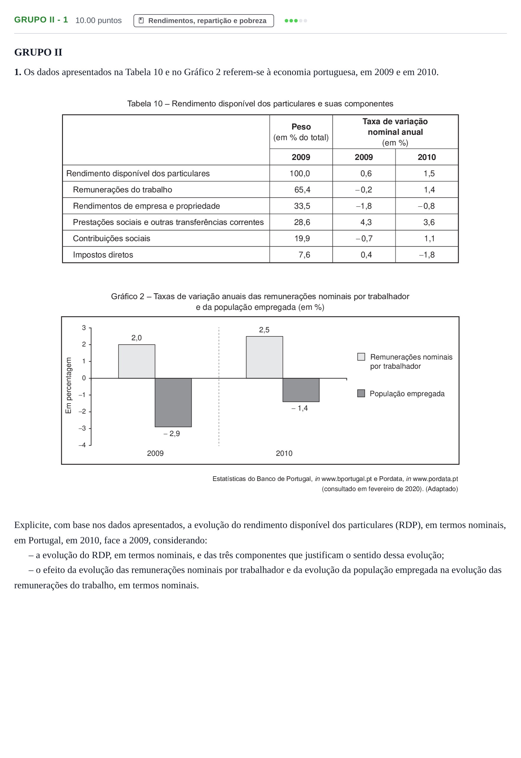 Enunciado: Grupo II - 1 · Exame Nacional Economia A Época especial 2021