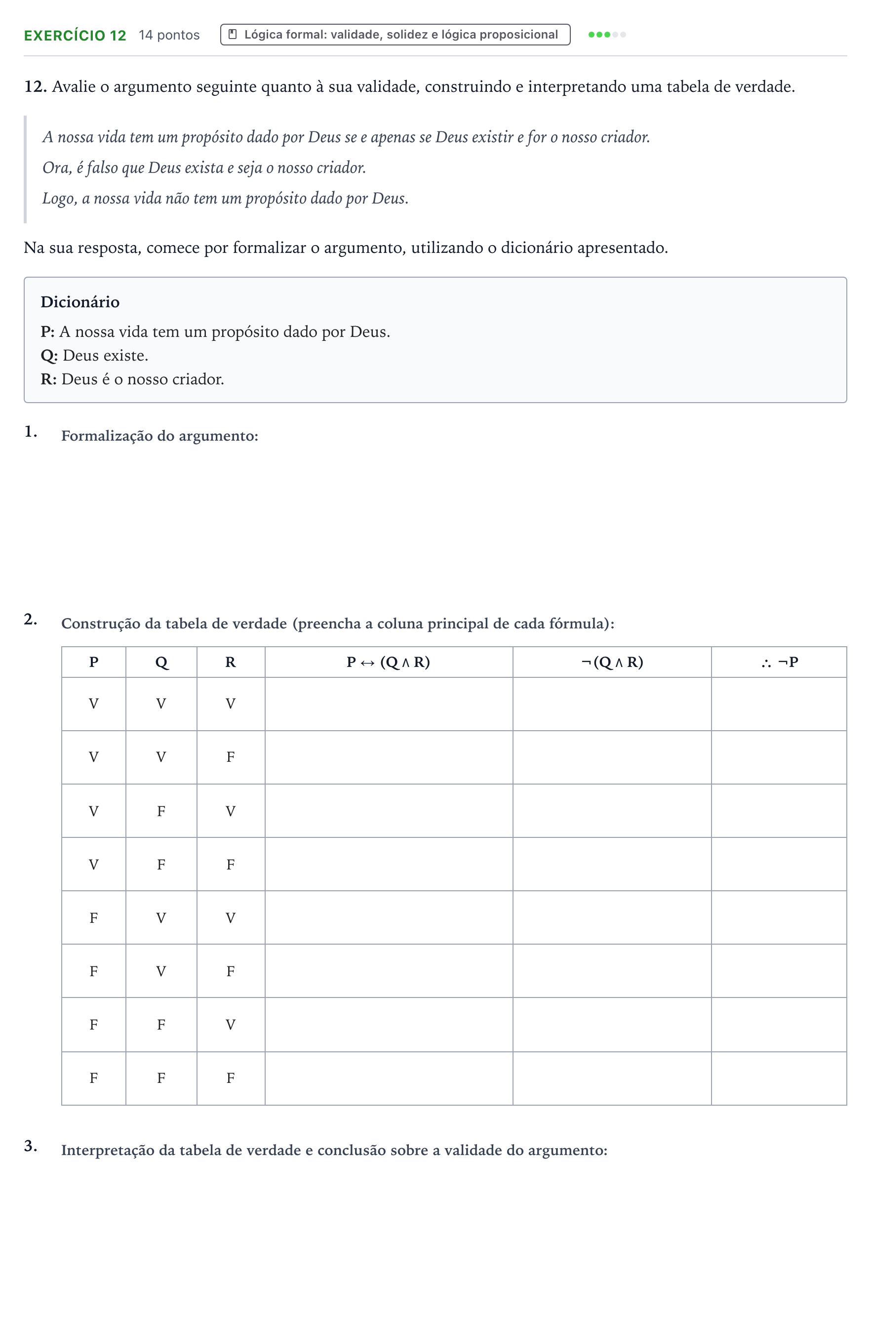 Enunciado: Exercício 12 · Exame Nacional Filosofia Época especial 2021
