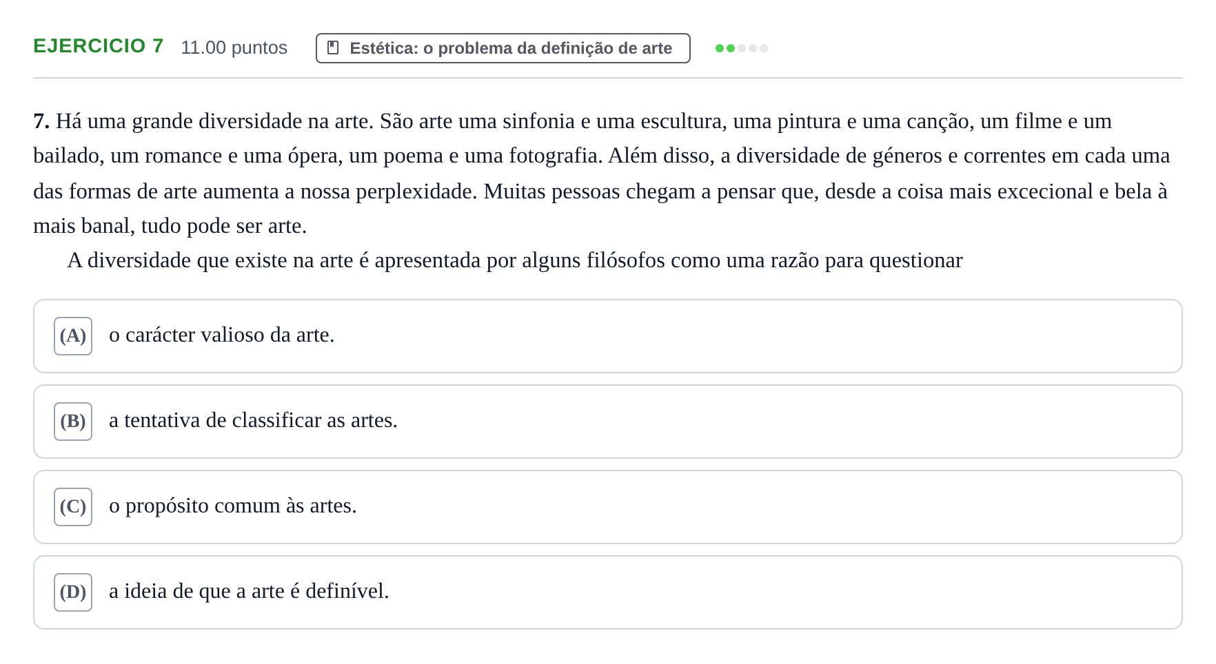 Enunciado: Exercício 7 · Exame Nacional Filosofia Época especial 2021