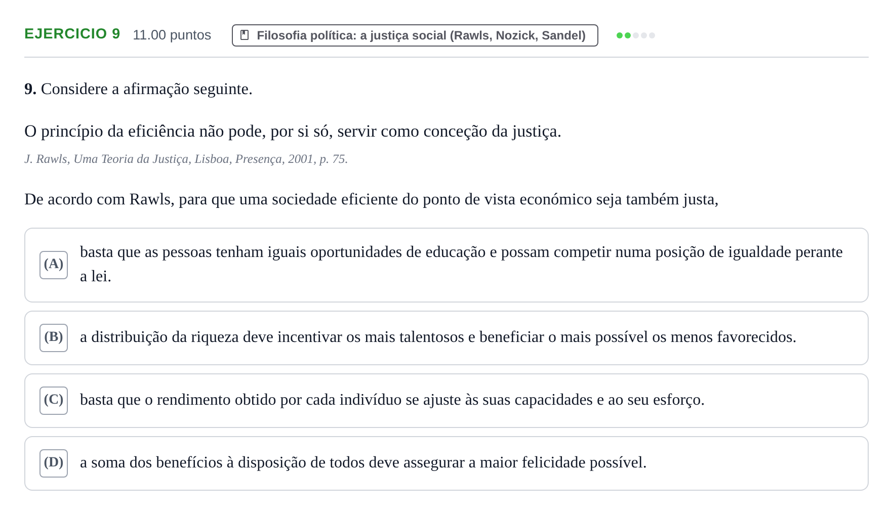 Enunciado: Exercício 9 · Exame Nacional Filosofia Época especial 2021