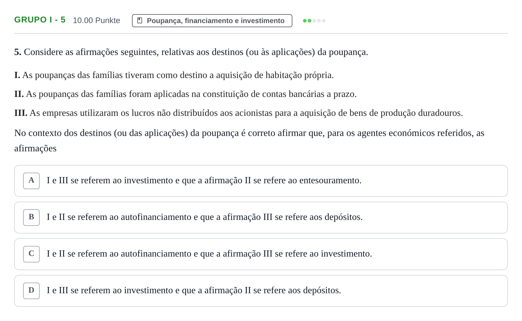 Enunciado: Grupo I - 5 · Exame Nacional Economia A 1.ª fase 2021