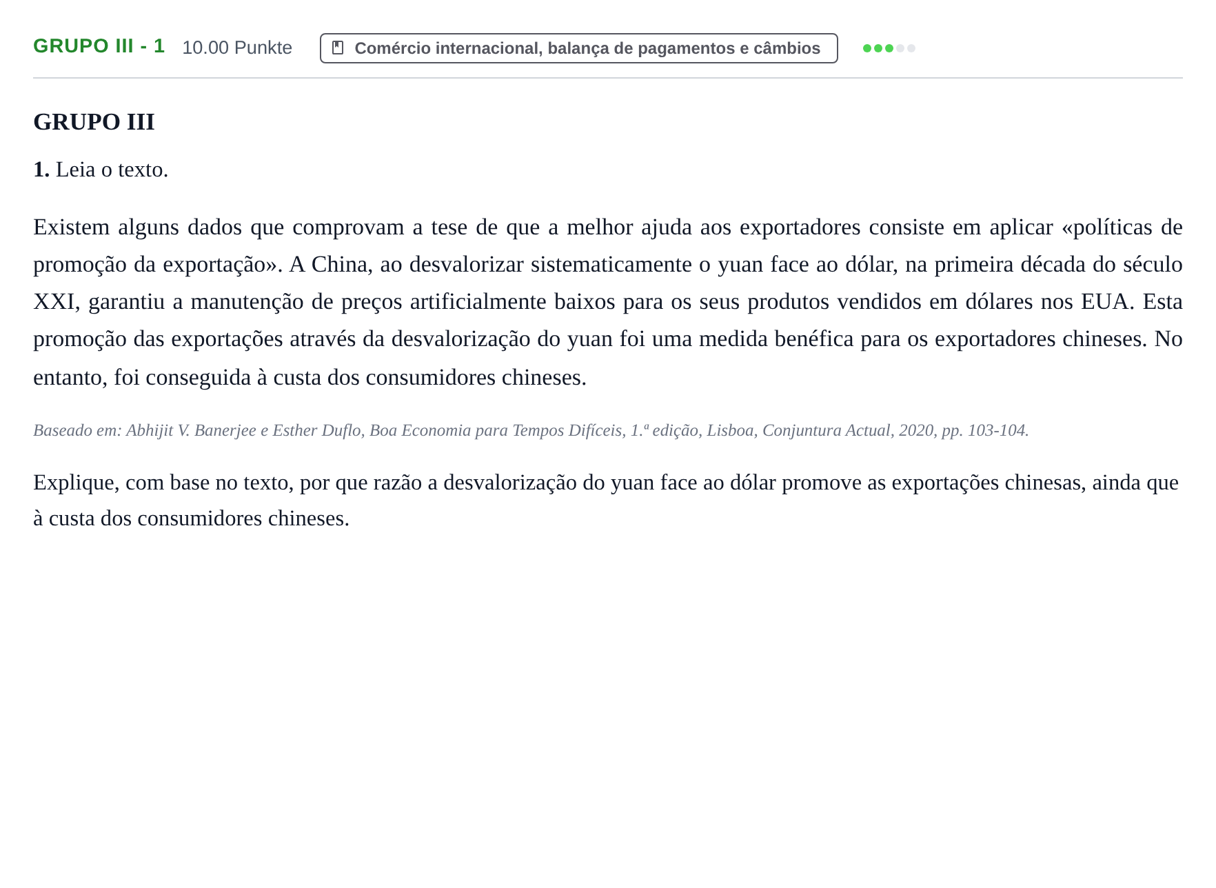 Enunciado: Grupo III - 1 · Exame Nacional Economia A 1.ª fase 2021