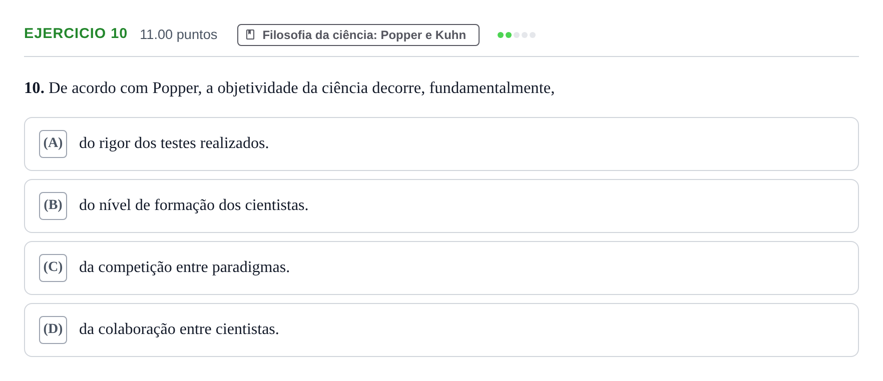 Enunciado: Exercício 10 · Exame Nacional Filosofia 1.ª fase 2021
