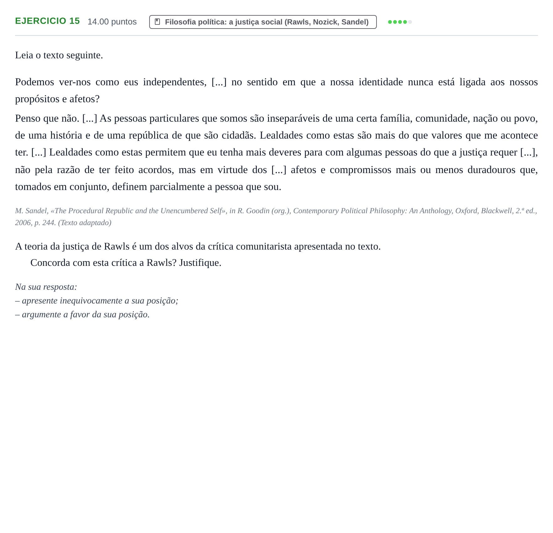 Enunciado: Exercício 15 · Exame Nacional Filosofia 1.ª fase 2021
