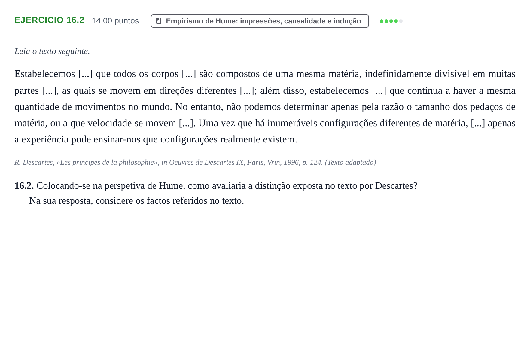 Enunciado: Exercício 16.2 · Exame Nacional Filosofia 1.ª fase 2021