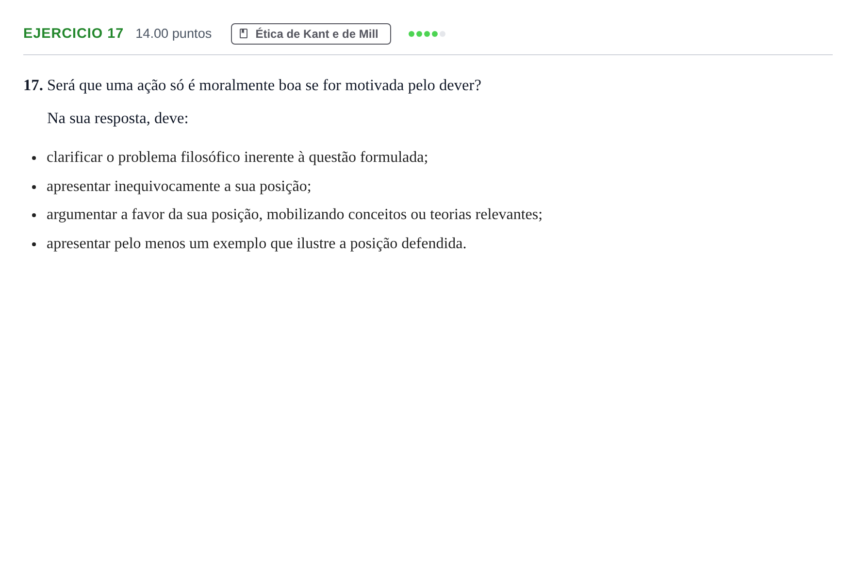 Enunciado: Exercício 17 · Exame Nacional Filosofia 1.ª fase 2021