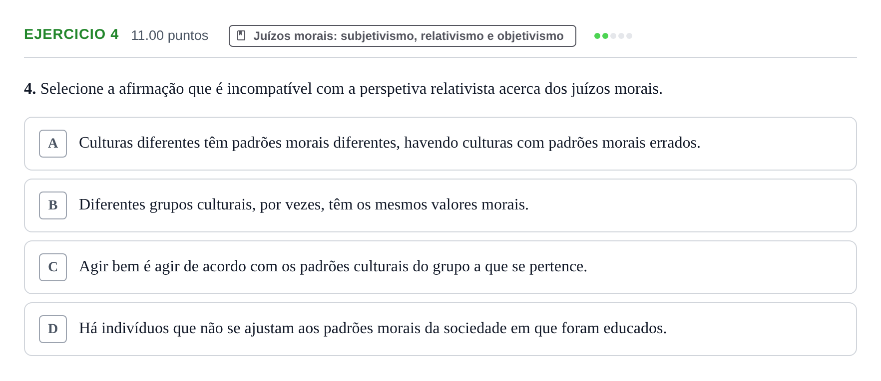 Enunciado: Exercício 4 · Exame Nacional Filosofia 1.ª fase 2021
