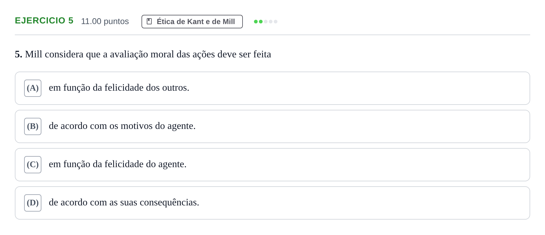 Enunciado: Exercício 5 · Exame Nacional Filosofia 1.ª fase 2021