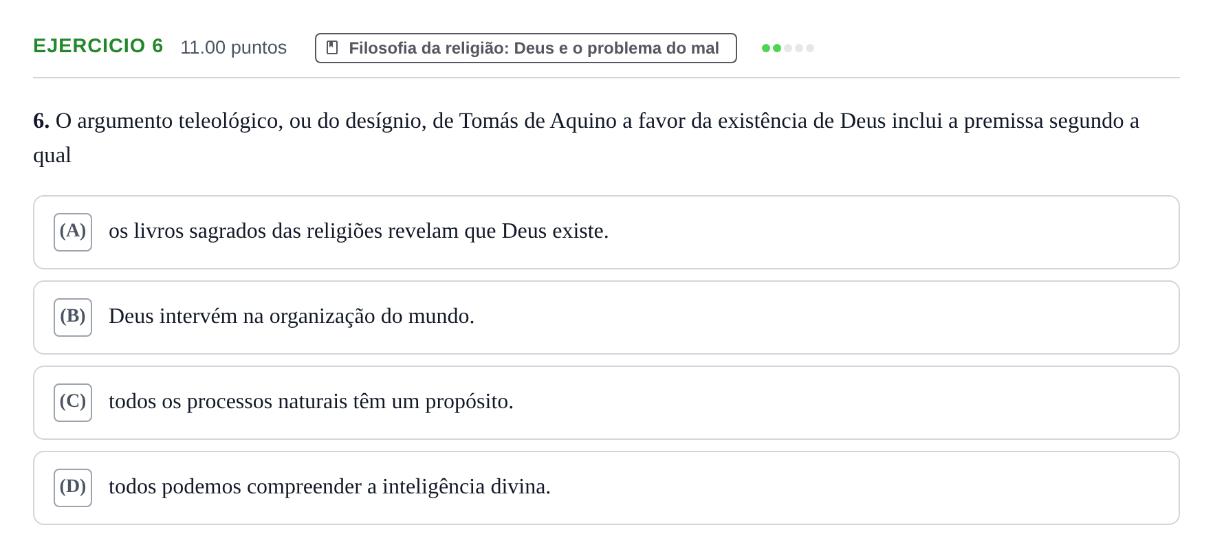 Enunciado: Exercício 6 · Exame Nacional Filosofia 1.ª fase 2021