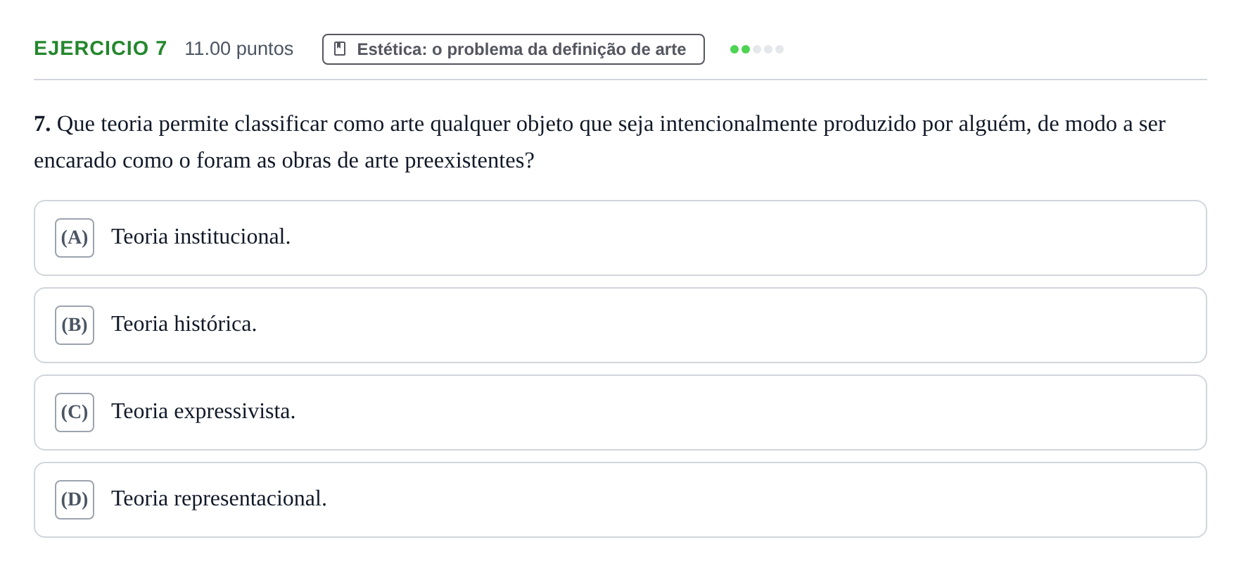 Enunciado: Exercício 7 · Exame Nacional Filosofia 1.ª fase 2021