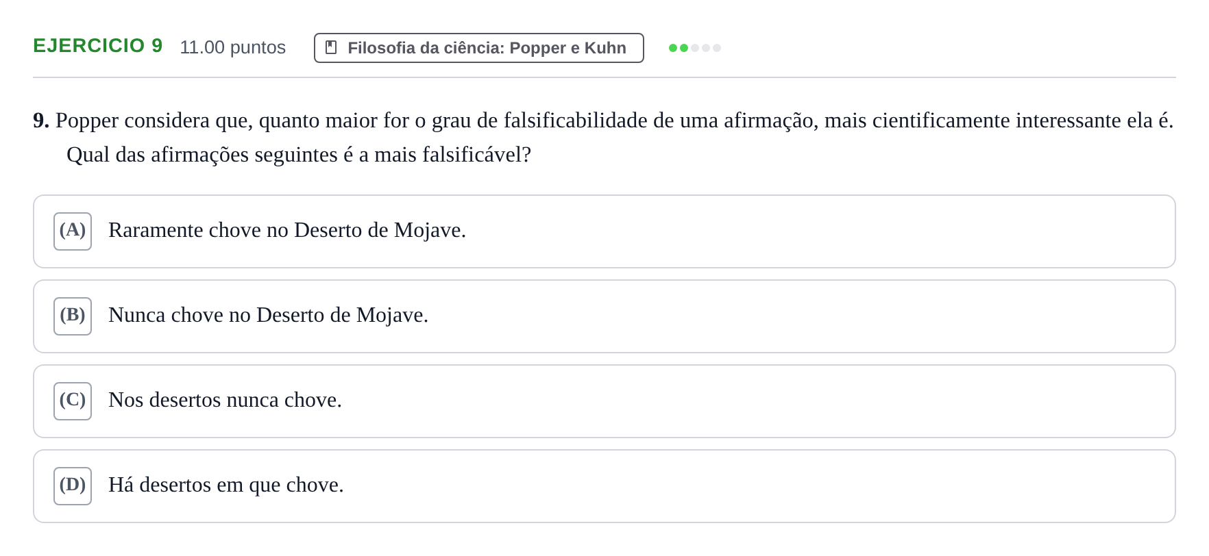 Enunciado: Exercício 9 · Exame Nacional Filosofia 1.ª fase 2021