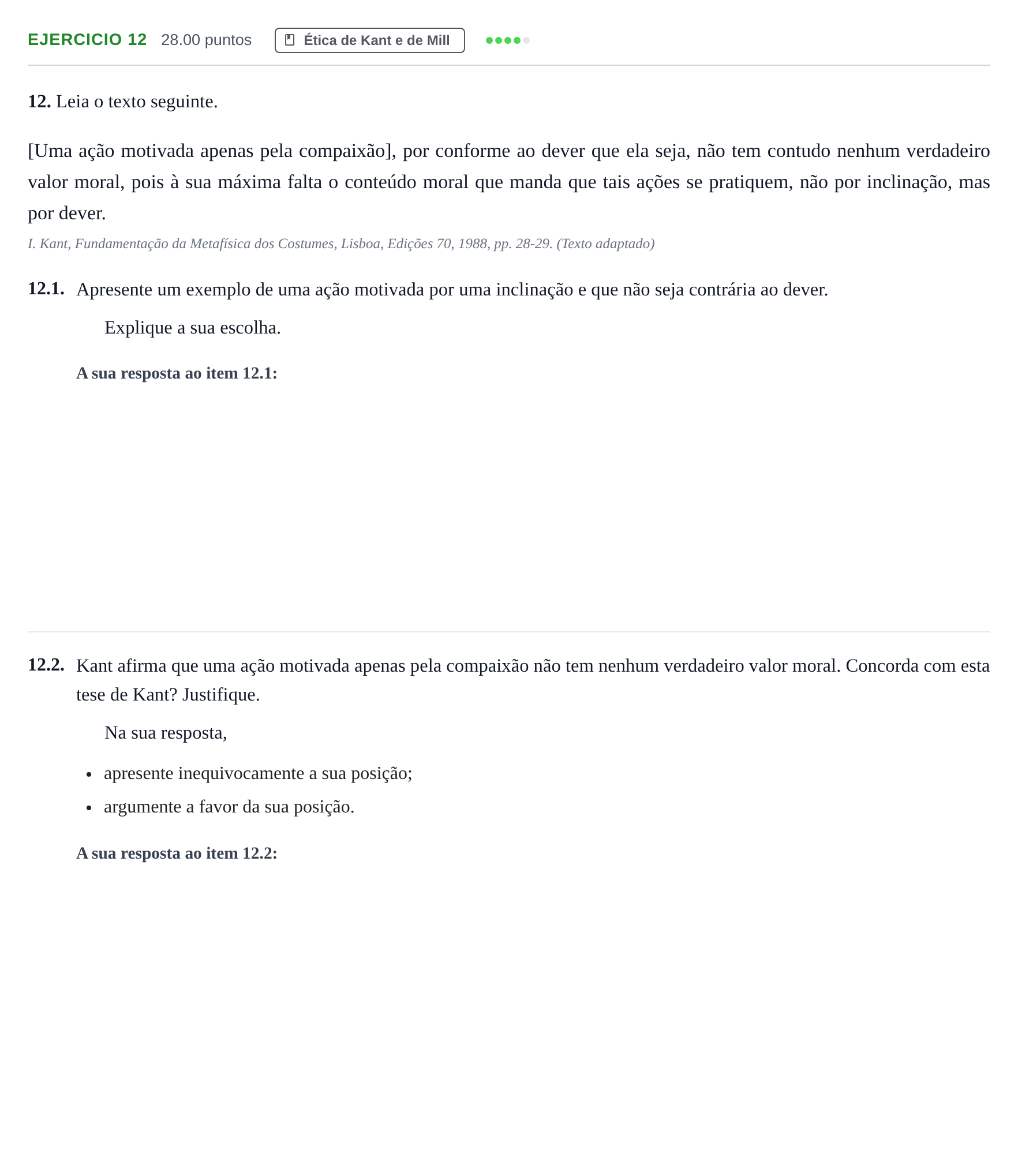 Enunciado: Exercício 12 · Exame Nacional Filosofia 2.ª fase 2021
