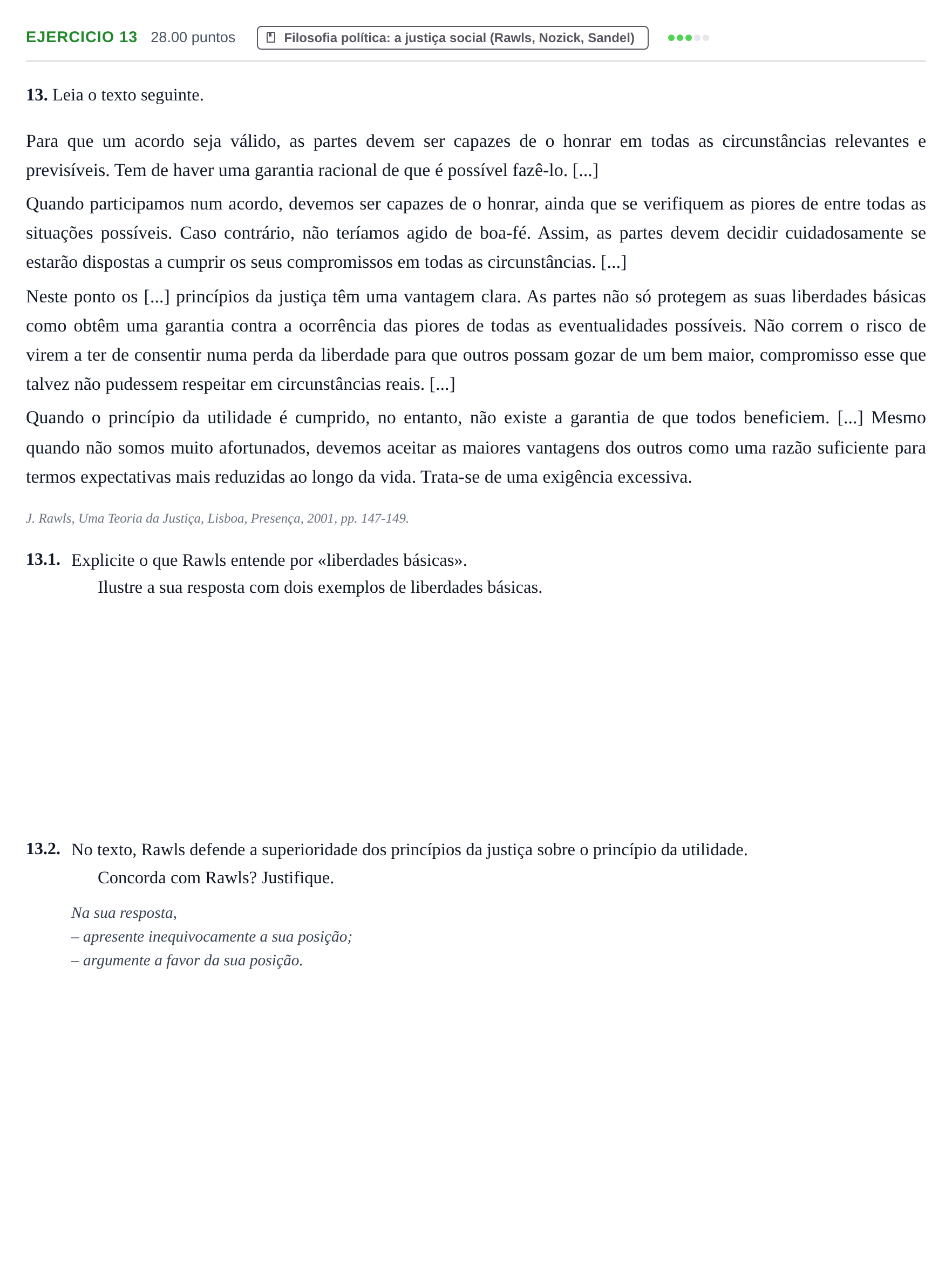 Enunciado: Exercício 13 · Exame Nacional Filosofia 2.ª fase 2021
