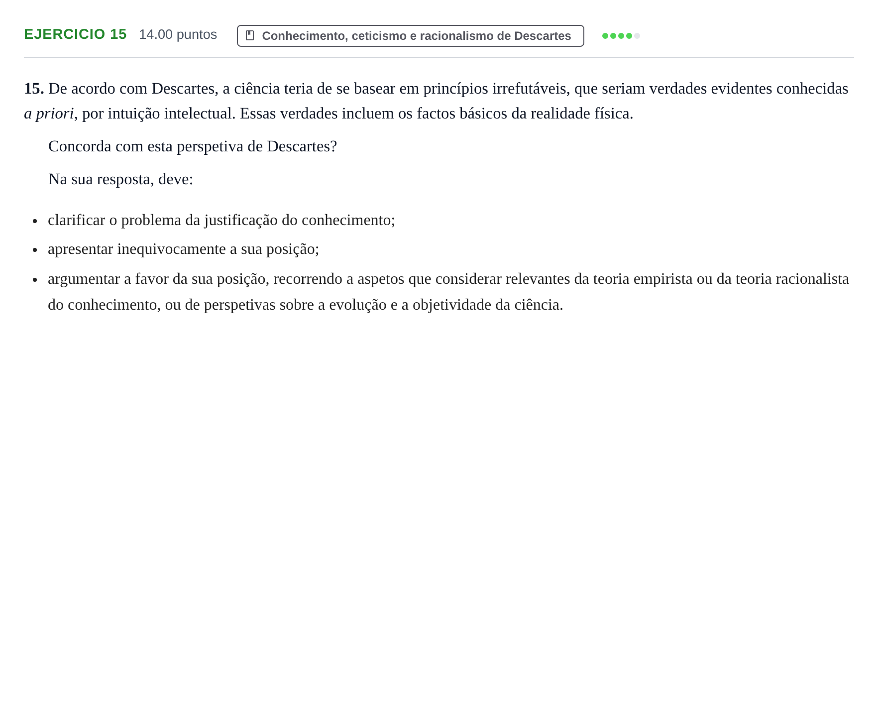 Enunciado: Exercício 15 · Exame Nacional Filosofia 2.ª fase 2021