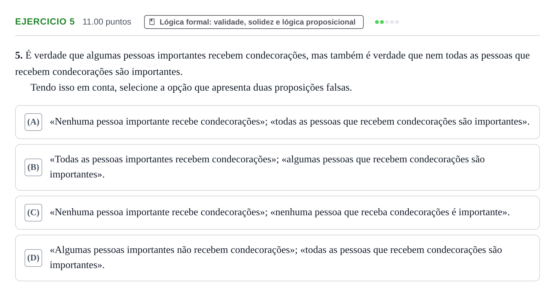 Enunciado: Exercício 5 · Exame Nacional Filosofia 2.ª fase 2021
