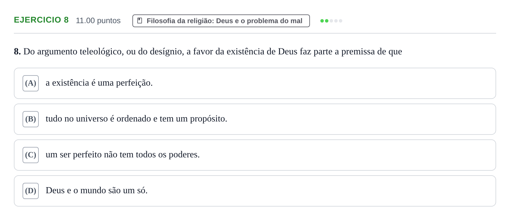 Enunciado: Exercício 8 · Exame Nacional Filosofia 2.ª fase 2021