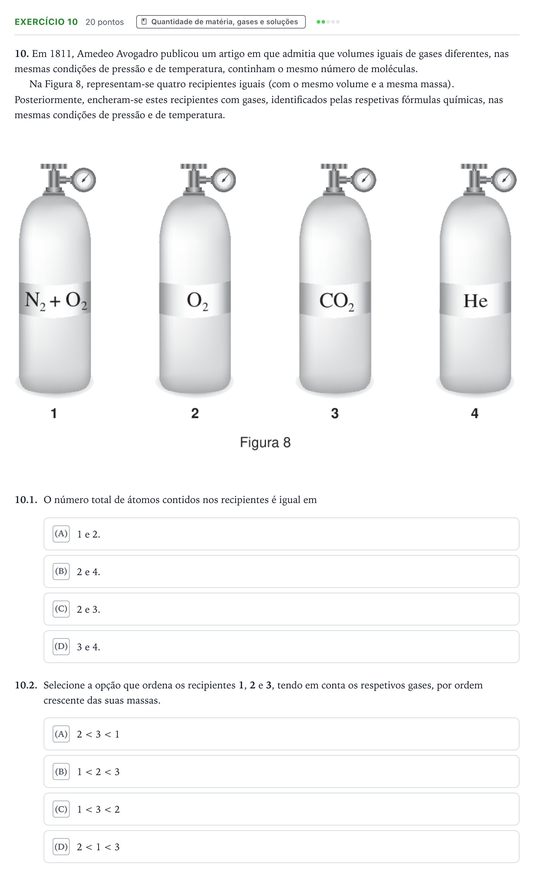 Enunciado: Exercício 10 · Exame Nacional Física e Química A Época especial 2021