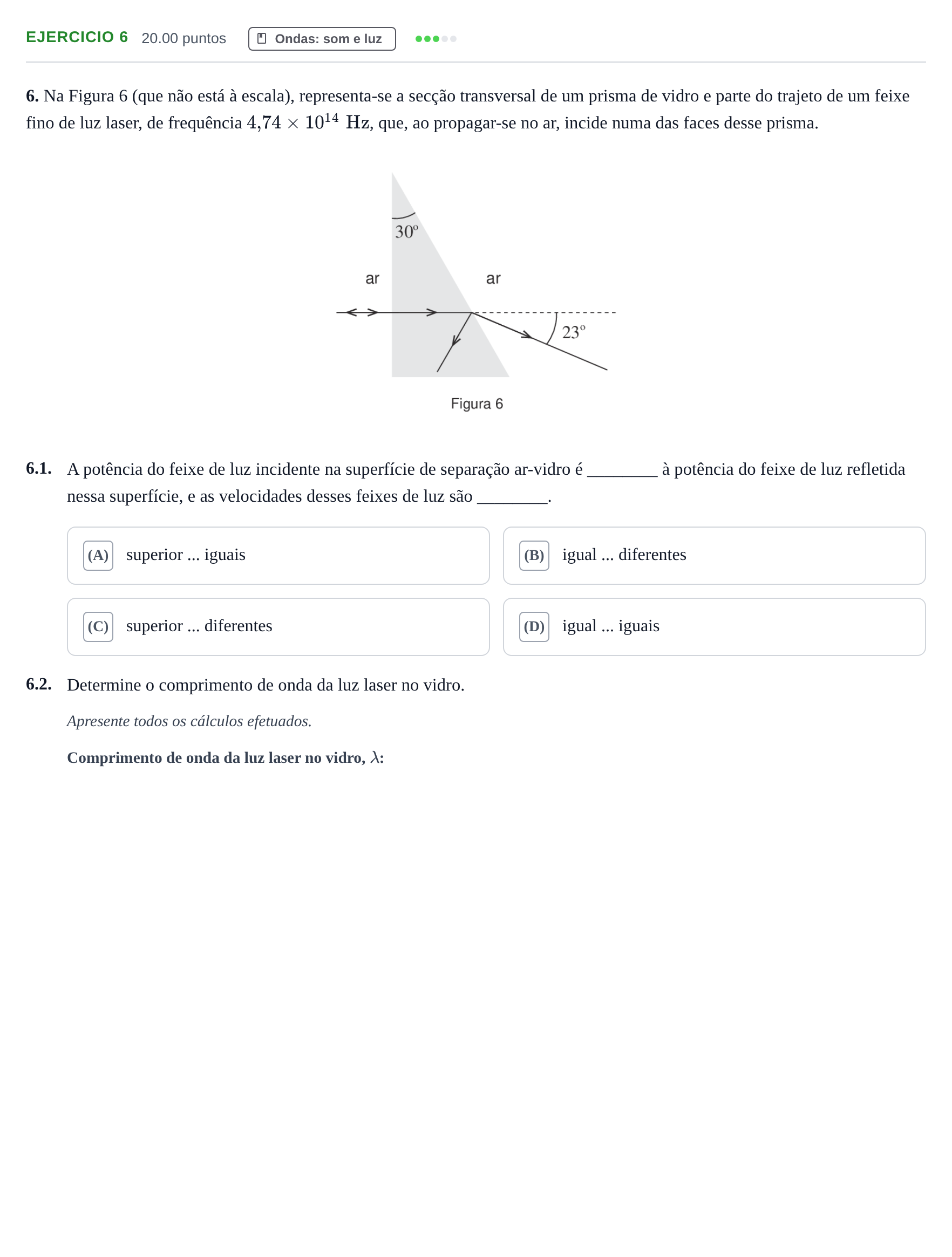 Enunciado: Exercício 6 · Exame Nacional Física e Química A Época especial 2021