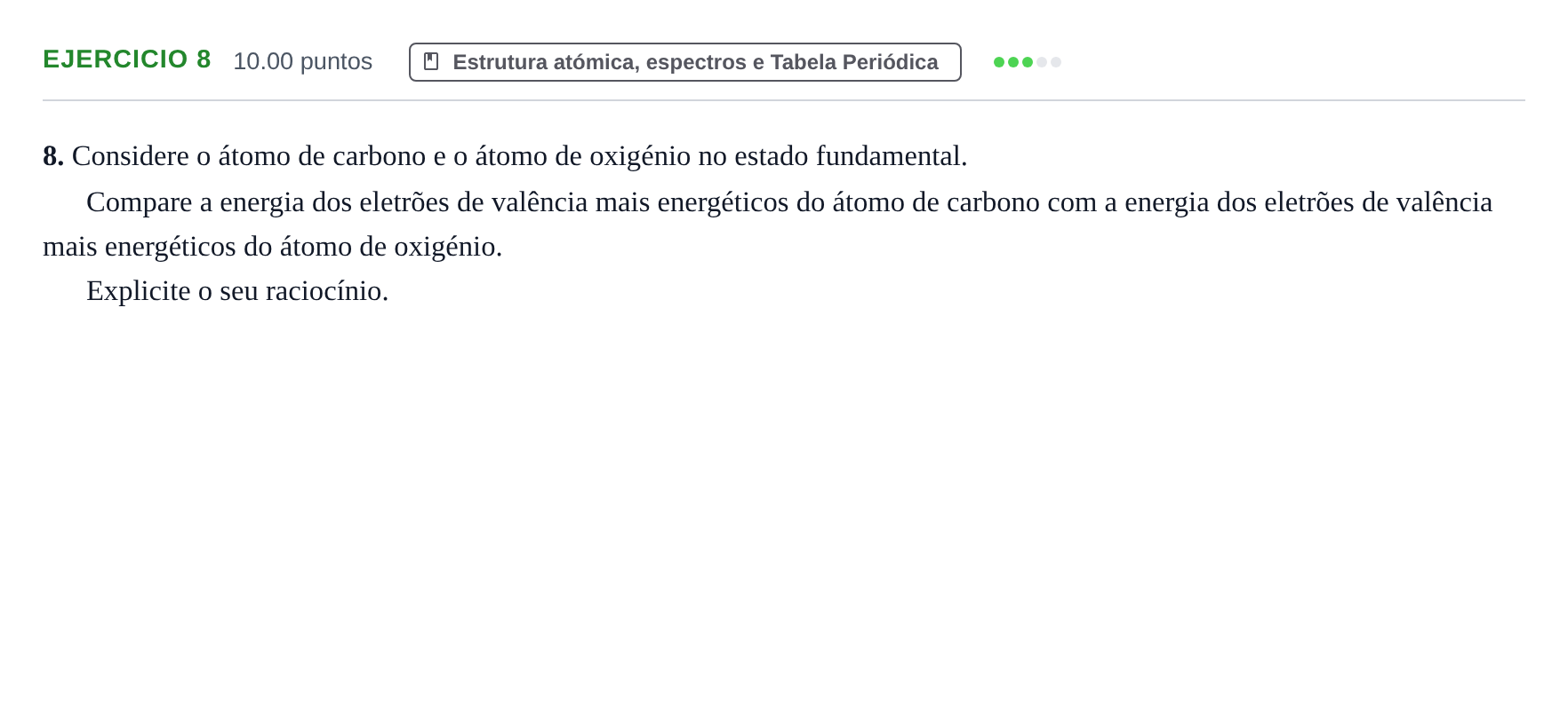 Enunciado: Exercício 8 · Exame Nacional Física e Química A Época especial 2021