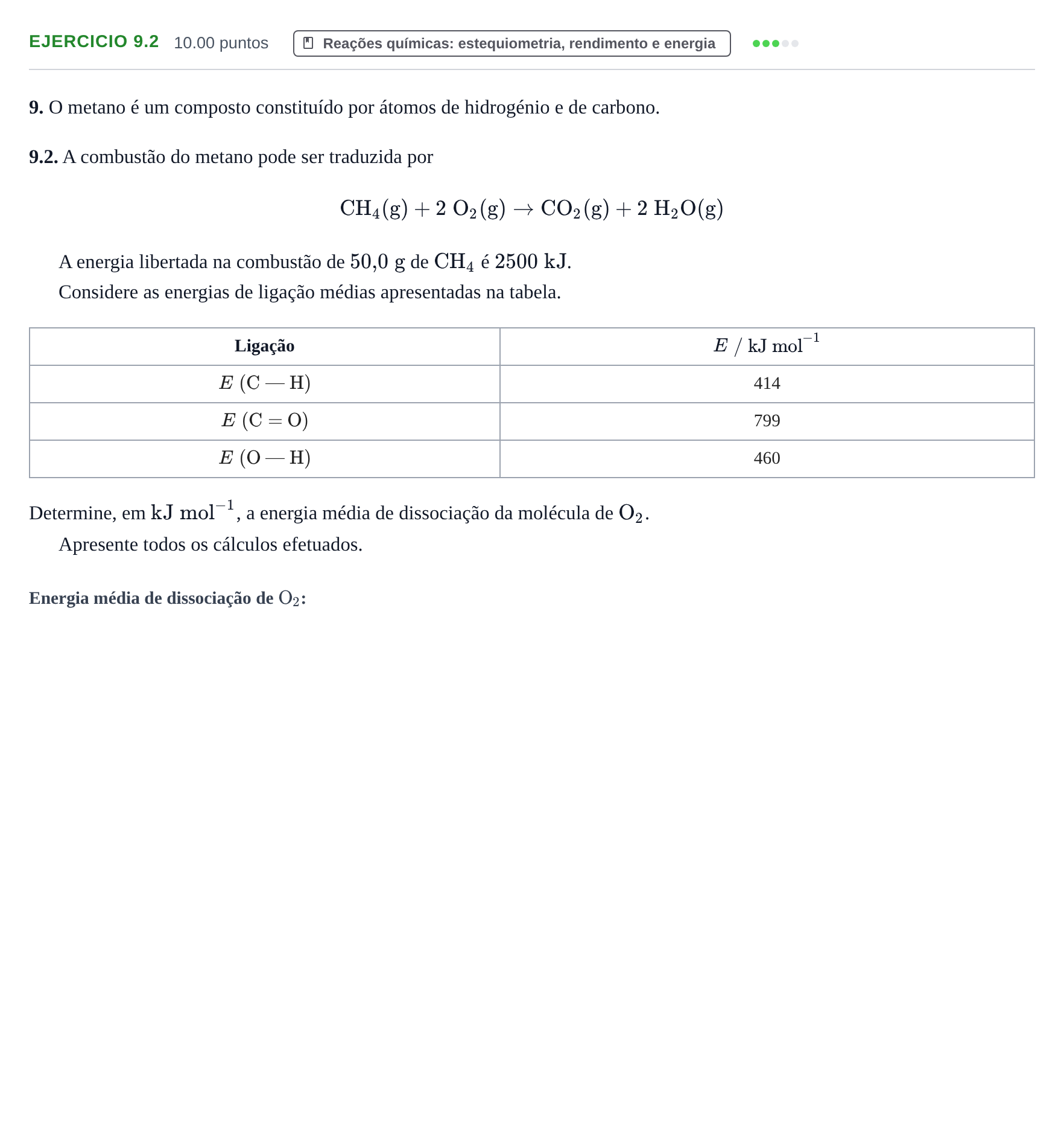 Enunciado: Exercício 9.2 · Exame Nacional Física e Química A Época especial 2021