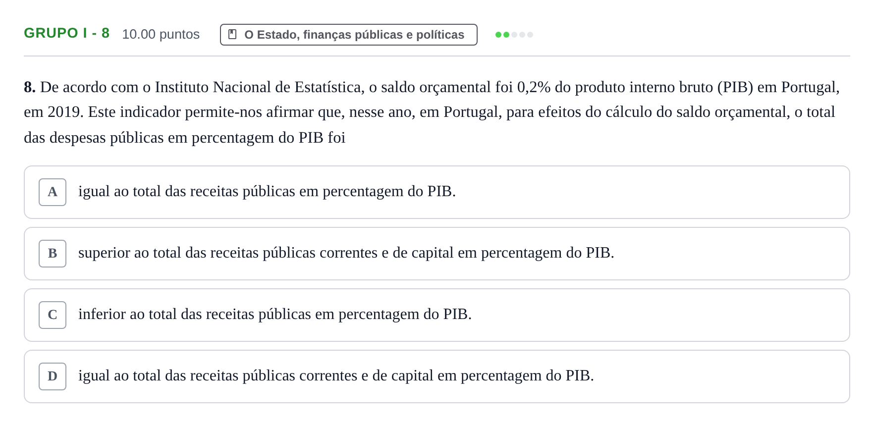 Enunciado: Grupo I - 8 · Exame Nacional Economia A 2.ª fase 2021