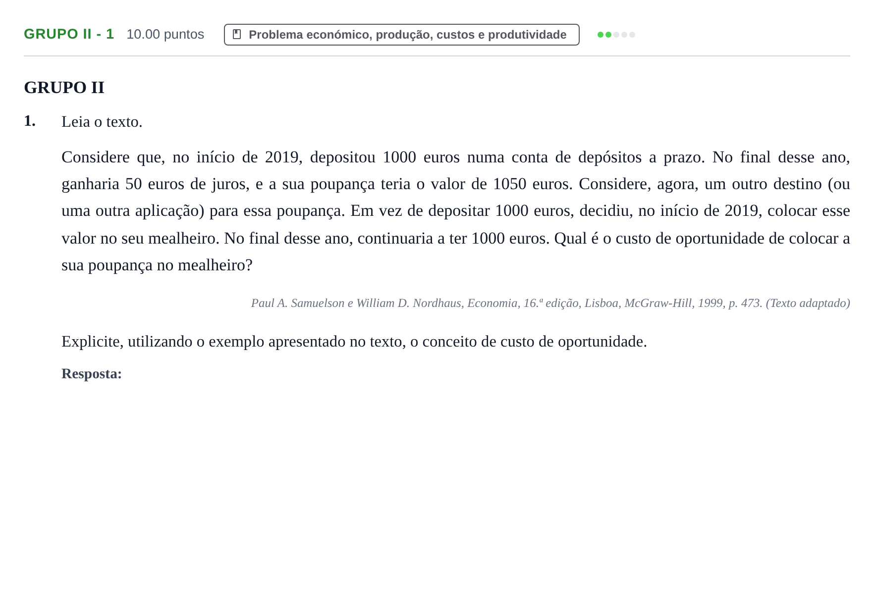 Enunciado: Grupo II - 1 · Exame Nacional Economia A 2.ª fase 2021
