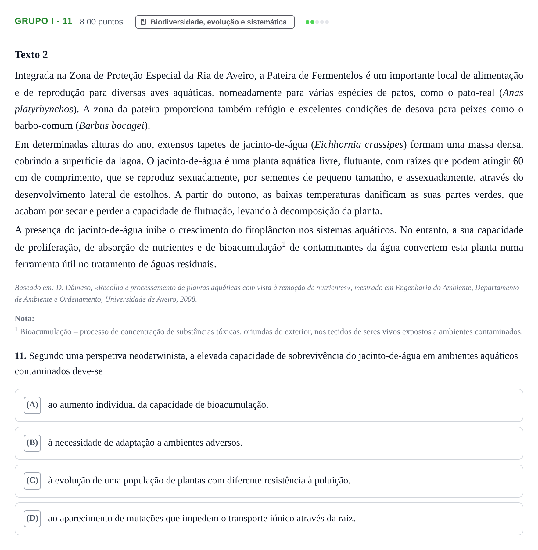 Enunciado: Grupo I - 11 · Exame Nacional Biologia e Geologia 2.ª fase 2021